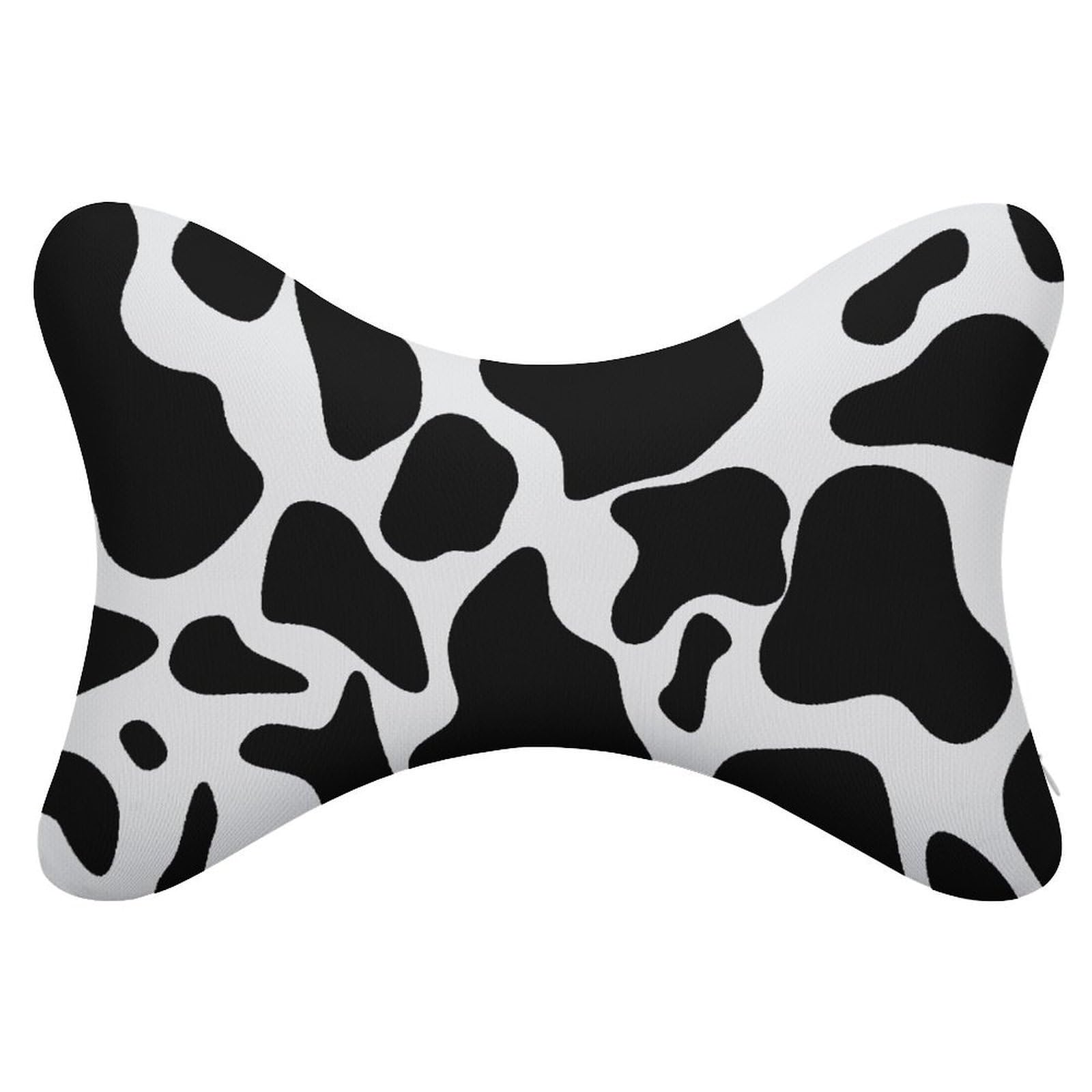 FekiLoot Cow Spot Car Headrest Set of 2,Softness Memory Foam Car Neck Pillow with Breathable Removable Cover Car Neck Support Pillow Ergonomic for Driving, Office