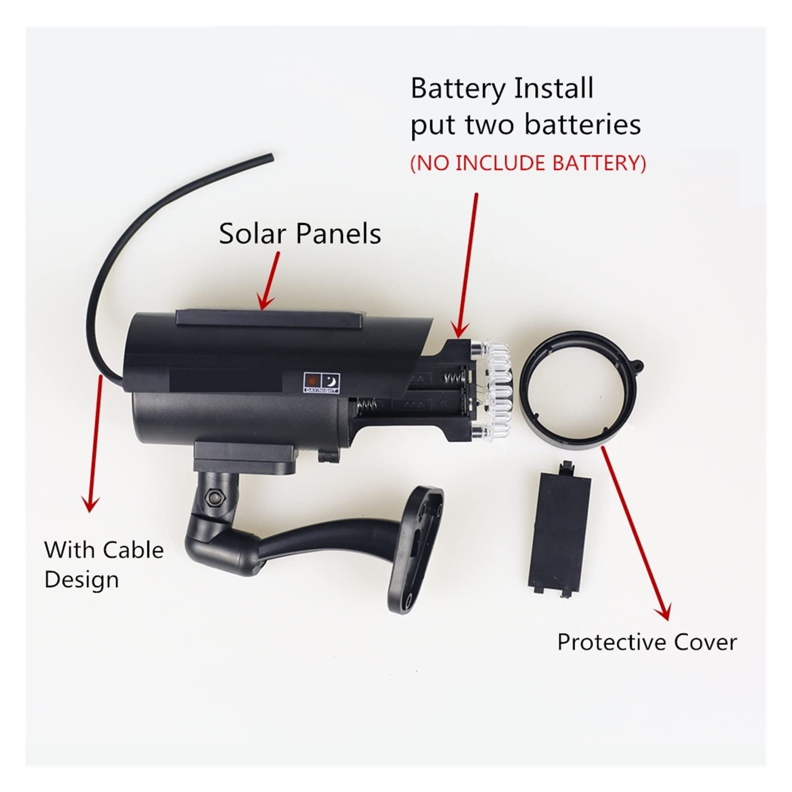 Caméra de sécurité Solaire extérieure Fausse caméra Solaire extérieure CCTV Surveillance Simulation caméra factice Protection de sécurité à Domicile Balle avec lumière LED Clignotante (Argent