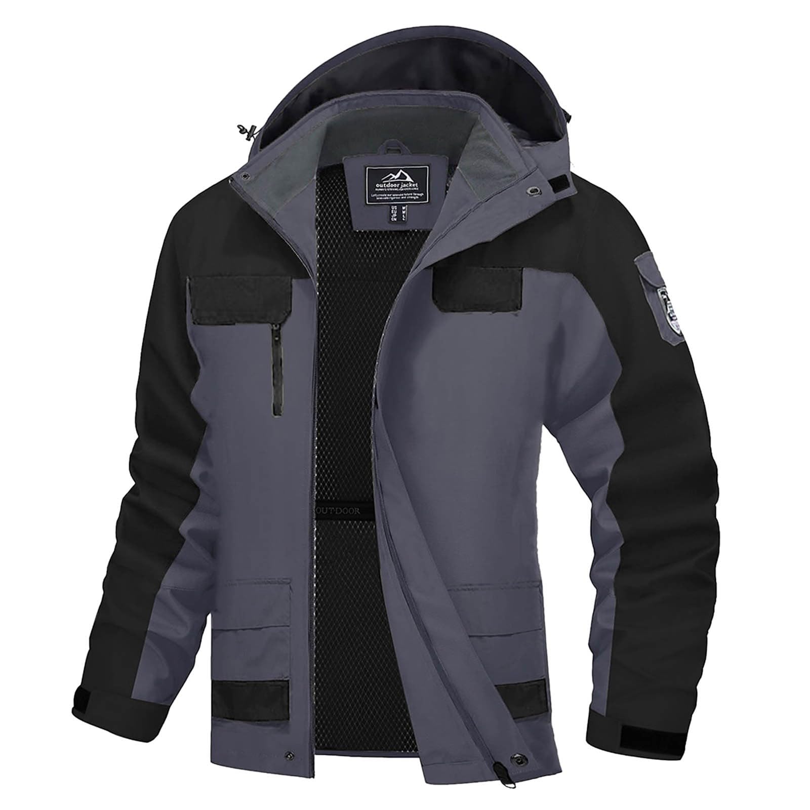 Winterjacke Herren Innen Fleece, Winterparka Herren Wasserdicht, Gefütterte Jacke Mit Kapuze Übergangsmantel Mit Taschen Casual Arbeitsjacke Extrem Thermo Mantel Blouson Parker Sportjacke Für Wandern