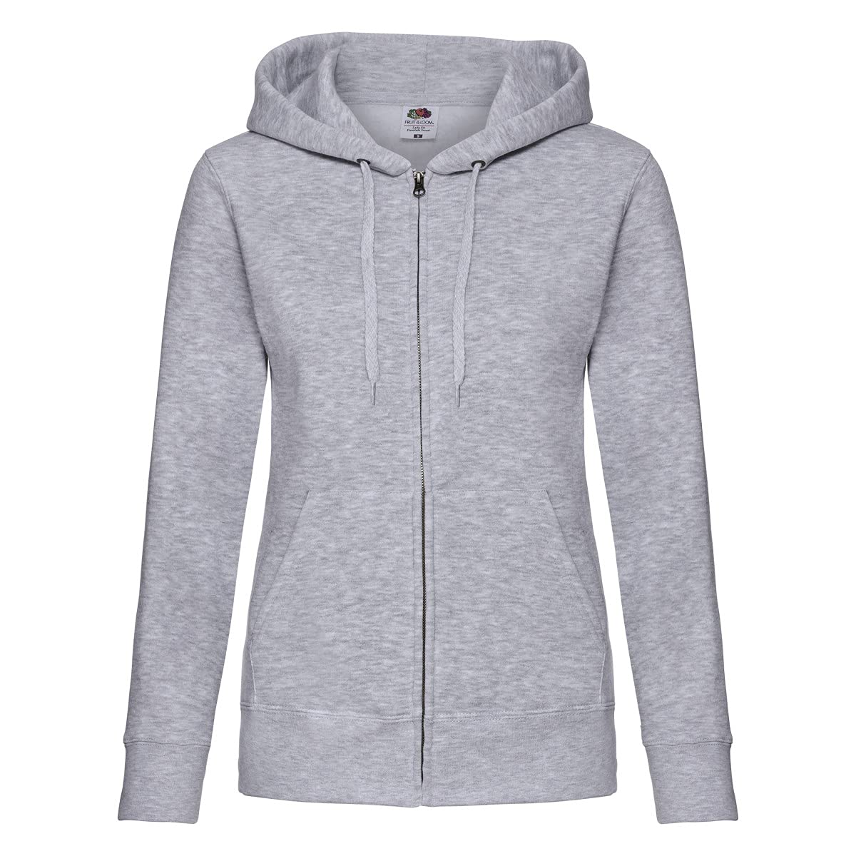 Fruit of the Loom 62118 Ladies Premium Hooded Sweat Jacket - Heather Grey - XS