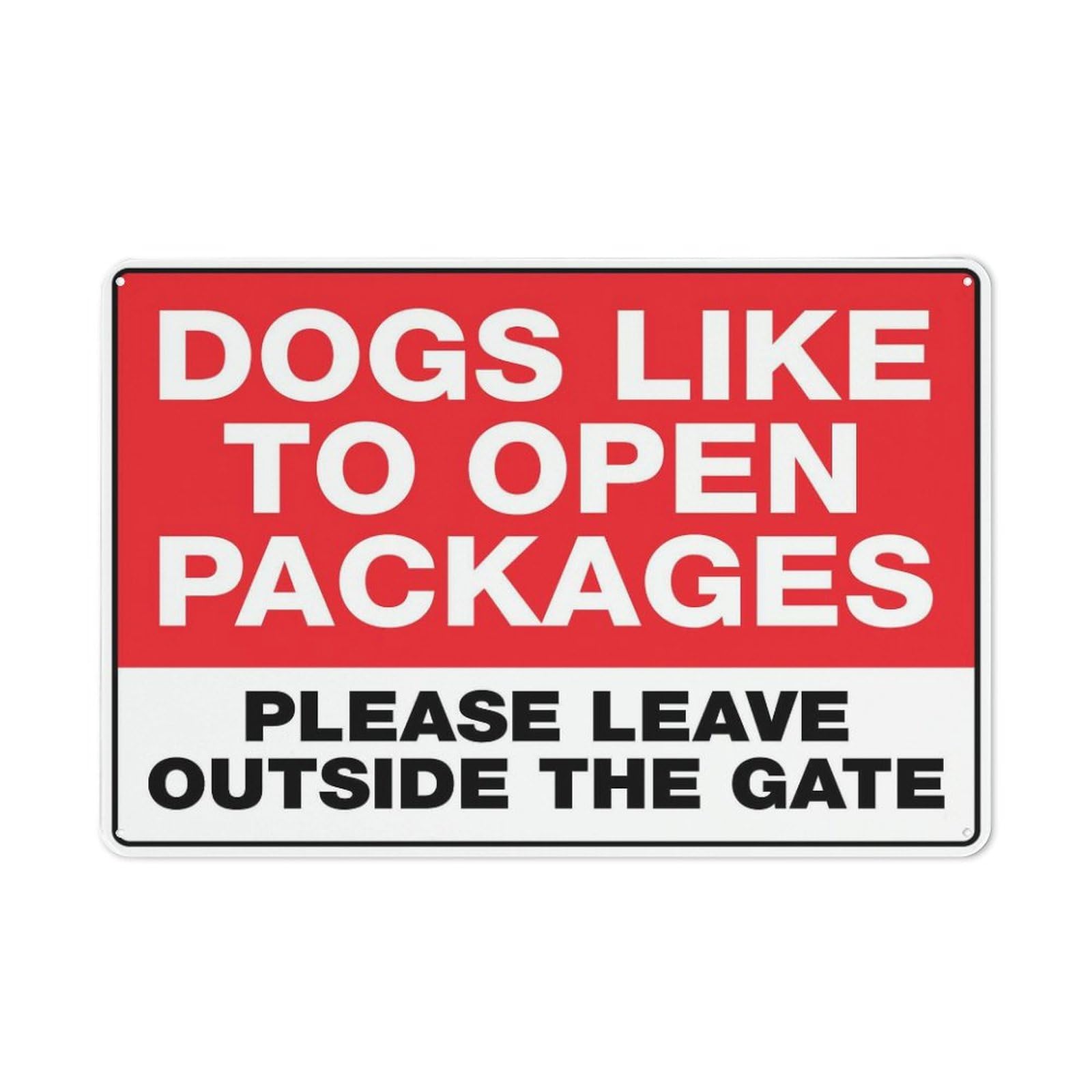 8"x12" Funny Vintage Tin Sign - Dogs Like To Open Packages | Home Farmhouse Cafe Yard Indoor Outdoor Gift