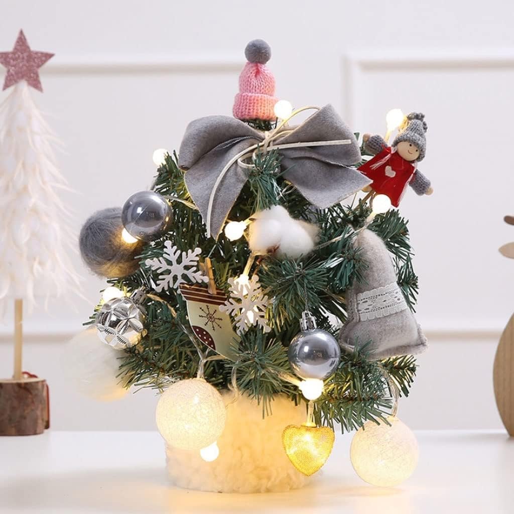 ZUMAHA Albero di Natale da Tavolo da 30 cm/11,8 Pollici, Albero Artificiale Floccato con Ornamenti, Set Fai da Te per Albero da Tavolo per Feste di Natale a casa