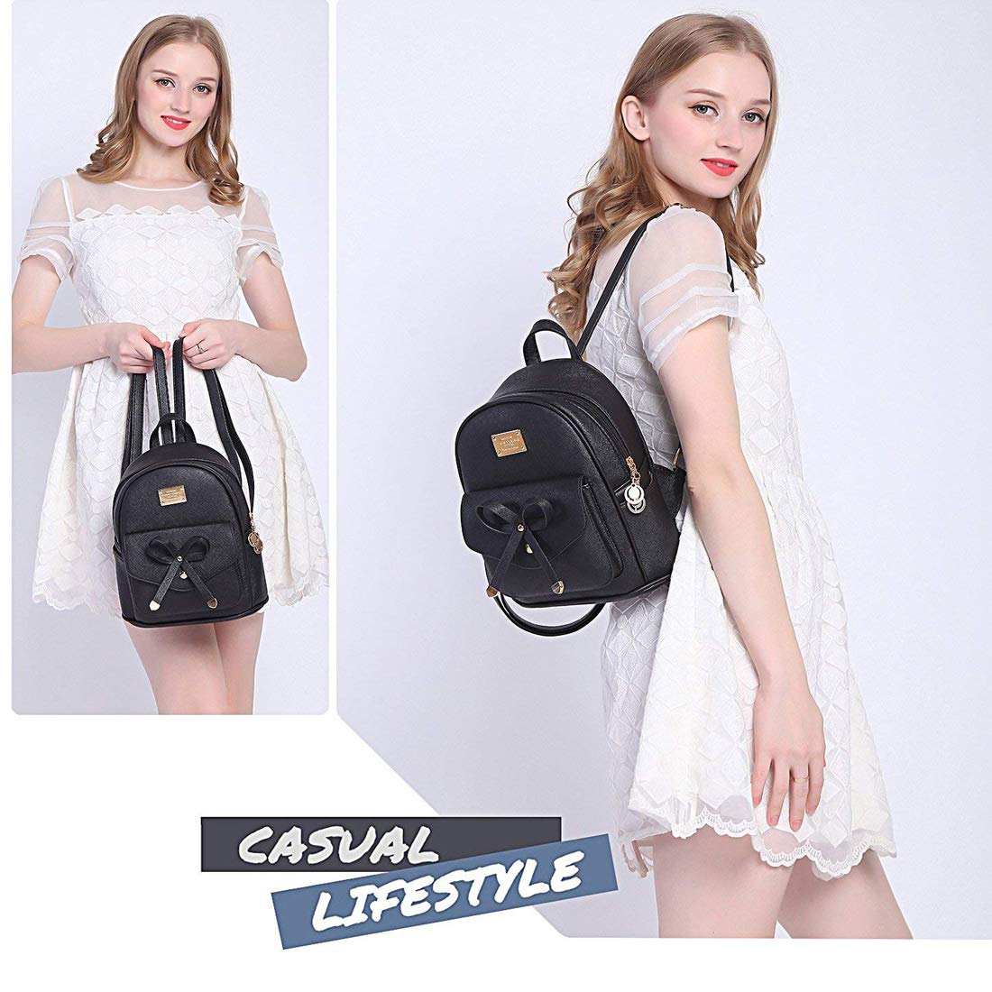 Alice Fashion Rucksack PU Leather Women Girls Ladies Backpack Travel bag Ladies Casual Shoulder Bag for grl (red) 2