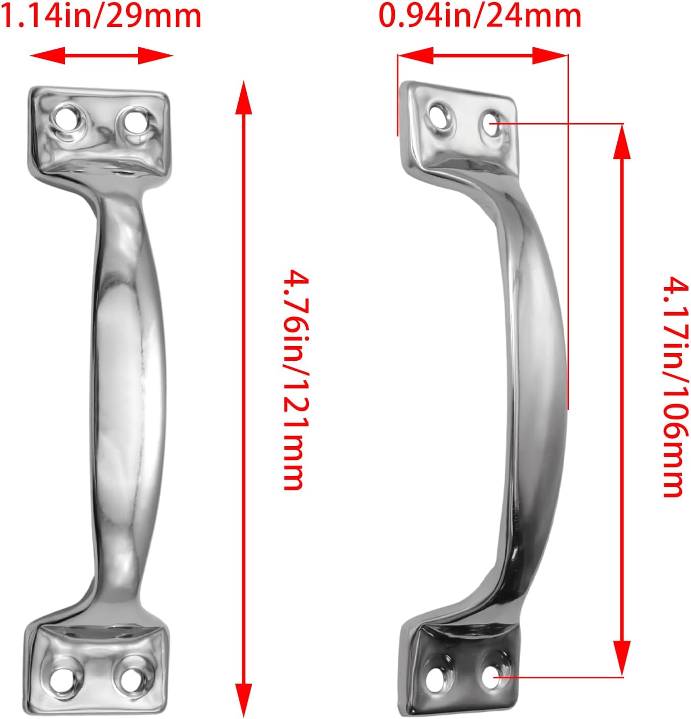 12Pcs 4.76"/121mm Stainless Steel Gate Handles, 4.76 Inch Silver Garage Door Handles, Screen Door Handle, Shed Door Handle for Outdoor Wooden Fences