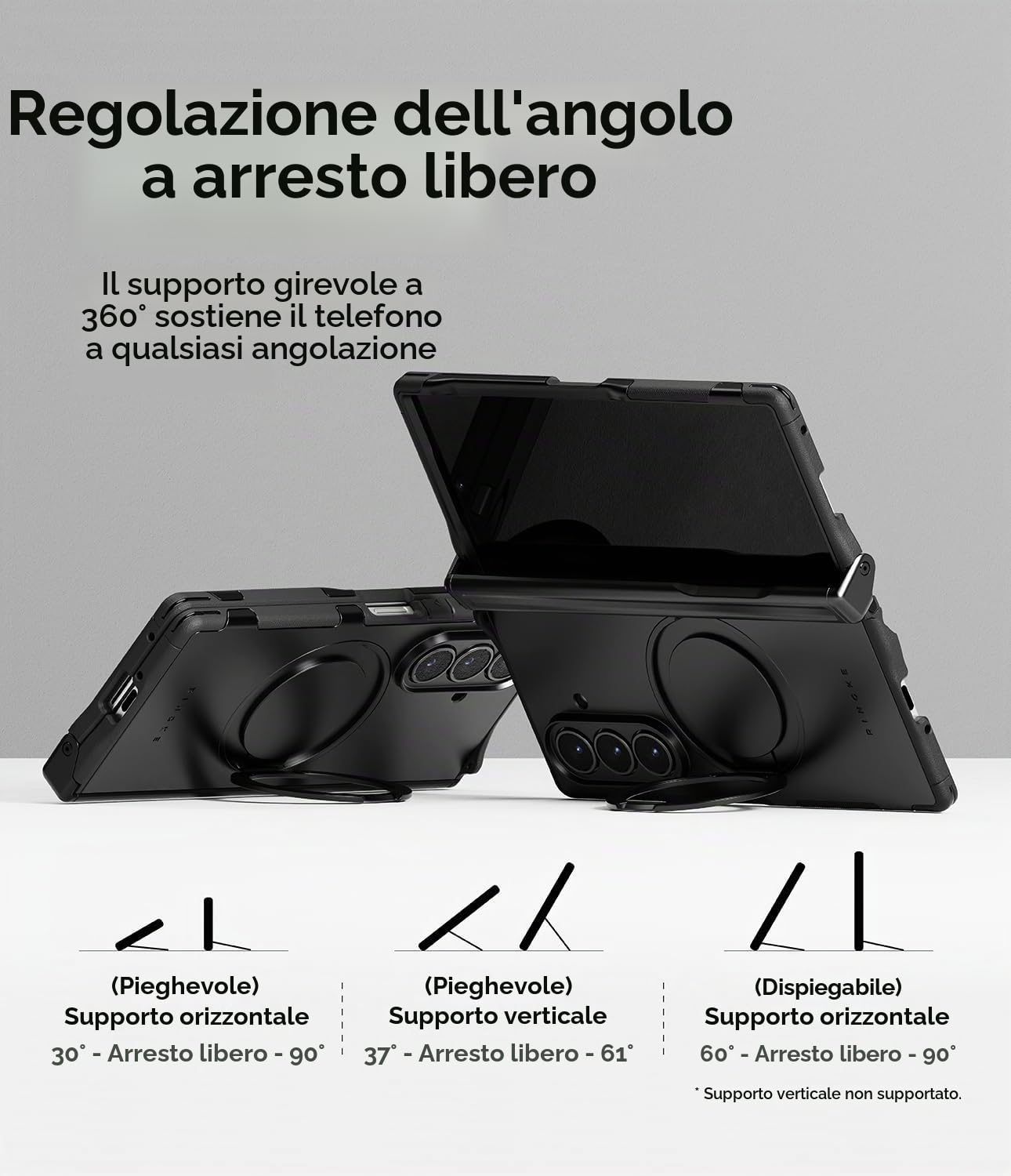 Ringke Alles Pro Compatibile con Cover Samsung Galaxy Z Fold 7, Compatibile con Accessori Magnetici, Custodia per Telefono Robusta e Di Alta Qualità con Supporto Girevole a 360 Gradi - Black