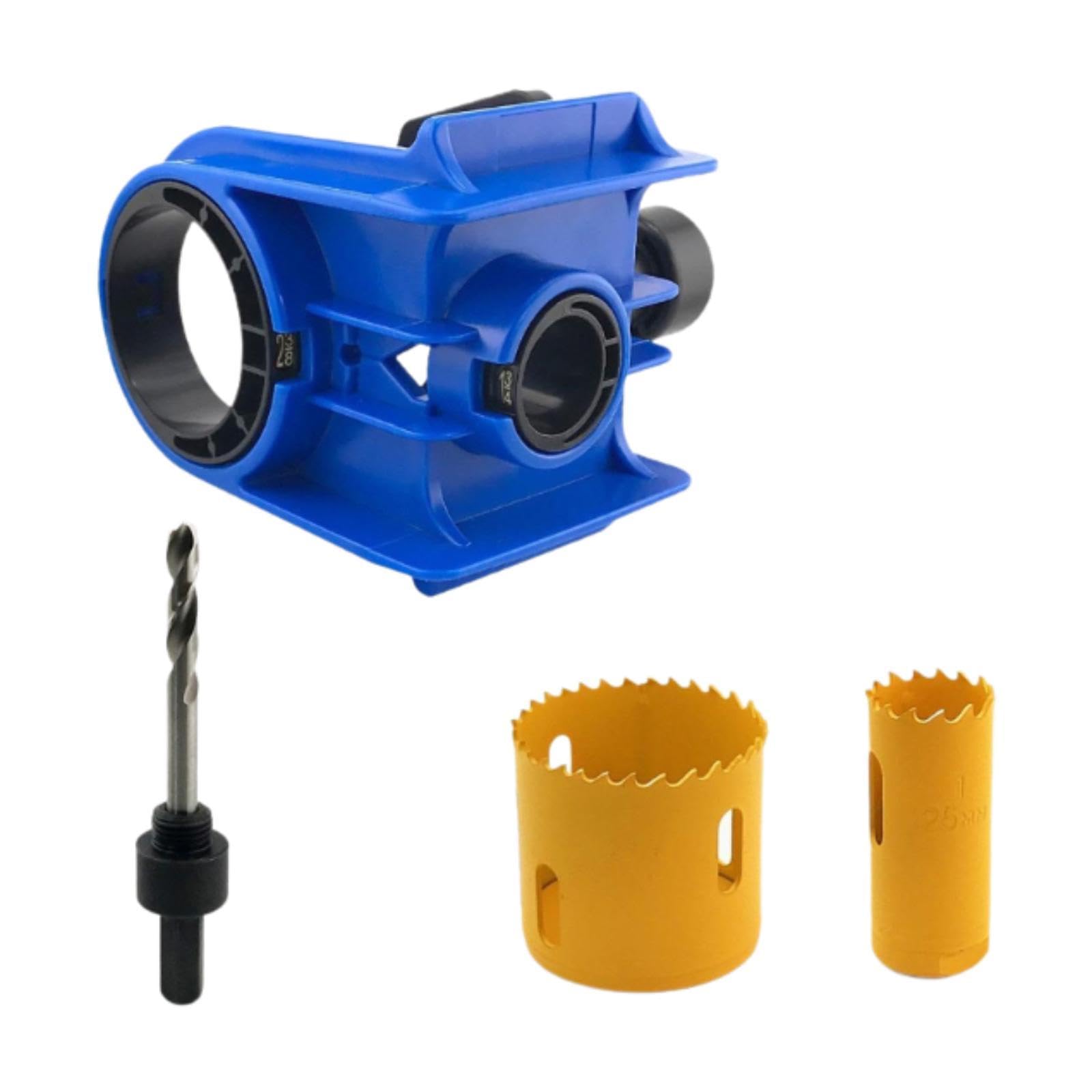 F Fityle Kit de instalación de cerradura de puerta, 2 bujes ajustables, máquina de mortaja, cerraduras, abridor de orificios, diseño de abrazadera en C, Azul