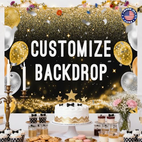 Custom Backdrop Personalized Photo Backdrop Banner with Picture Logo Text Customized Background Banner Cover for Birthday Wedding Graduation Christmas Baby Shower Photography Made in USA