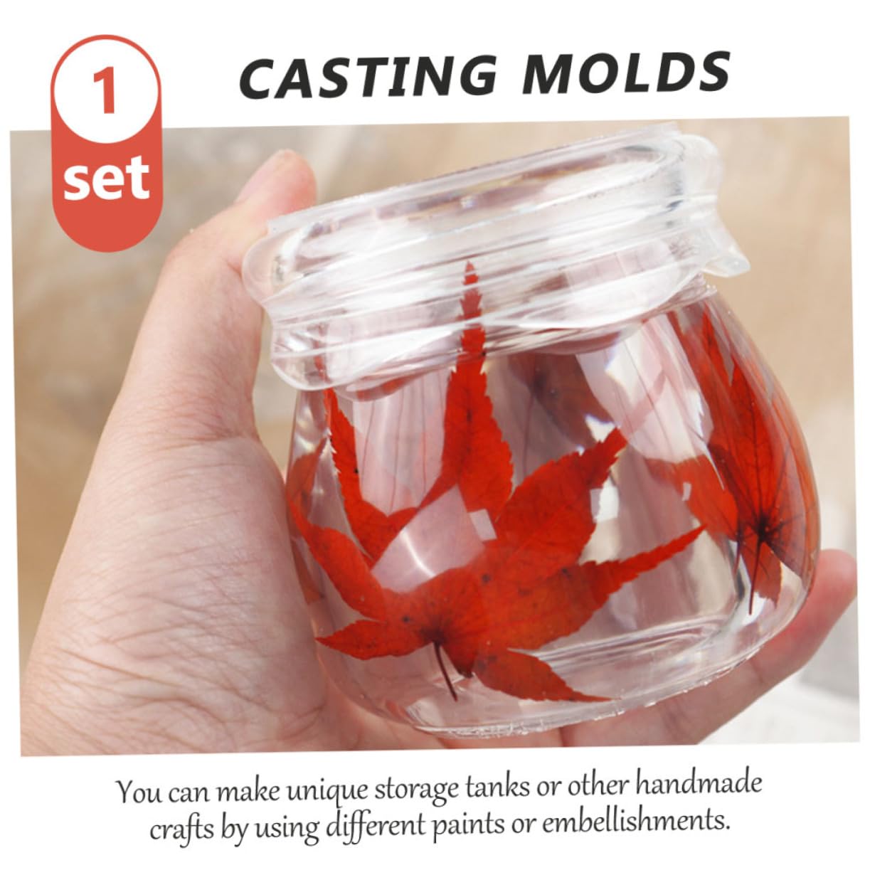 DOITOOL 6 Sätze Kristallklarer Epoxidharz Resin Bottle Mold mit Abdeckung Silikon Storage Box Mold für Schmuckbecher Puddingbecher und Aufbewahrung DIY Kreativset für Dekorationen