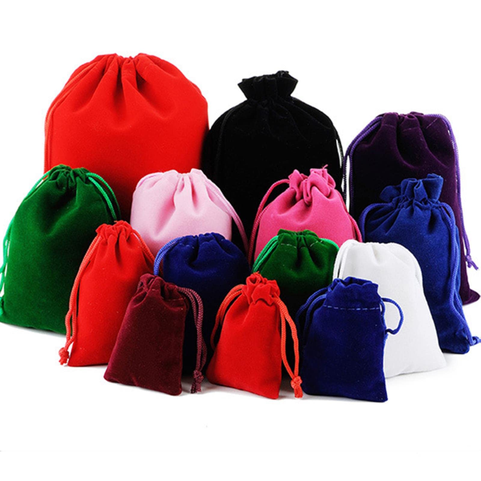 Torby na prezenty ze sznurkiem, 50 szt. Kolorowe aksamitne torby ze sznurkiem Woreczki do pakowania biżuterii Torby na prezenty ze sznurkiem - czerwone, 9 * 12 cm(Green,10 * 15 cm)
