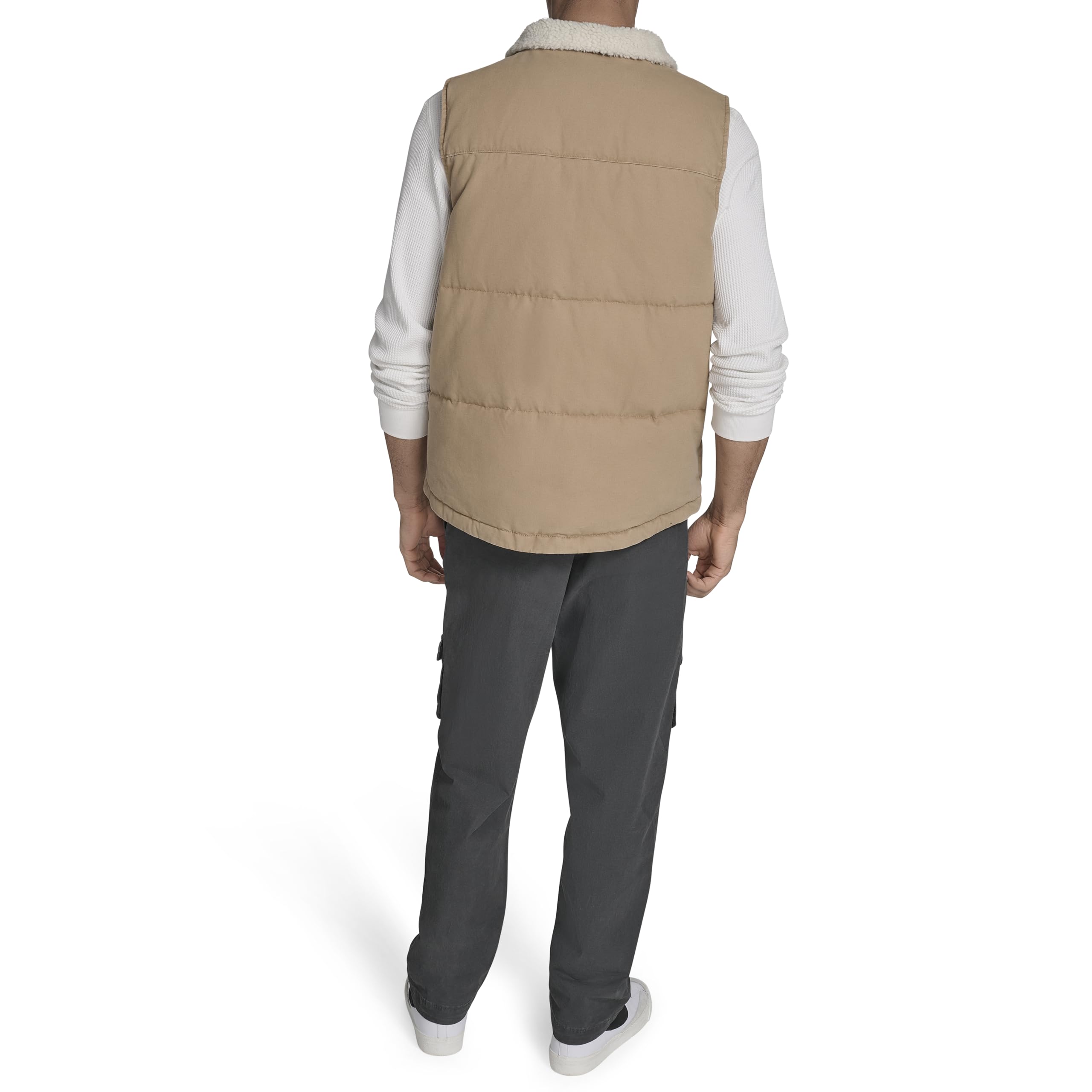 Levi's Mixed Media Quilted Puffer Jacket with Sherpa Lined Collar (Regular And Big & Tall Sizes) Gilet in Denim Uomo