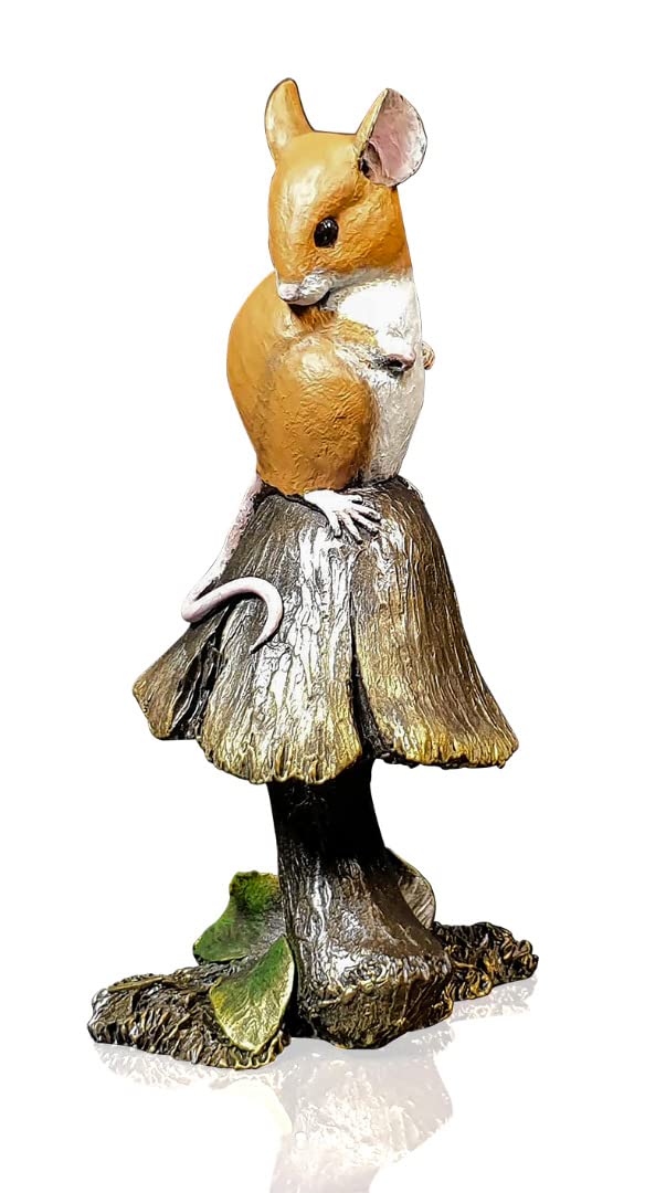 Richard Cooper StudioCold Cast Bronze Mouse on Toadstool by Michael Simpson - Hand Painted 261BR