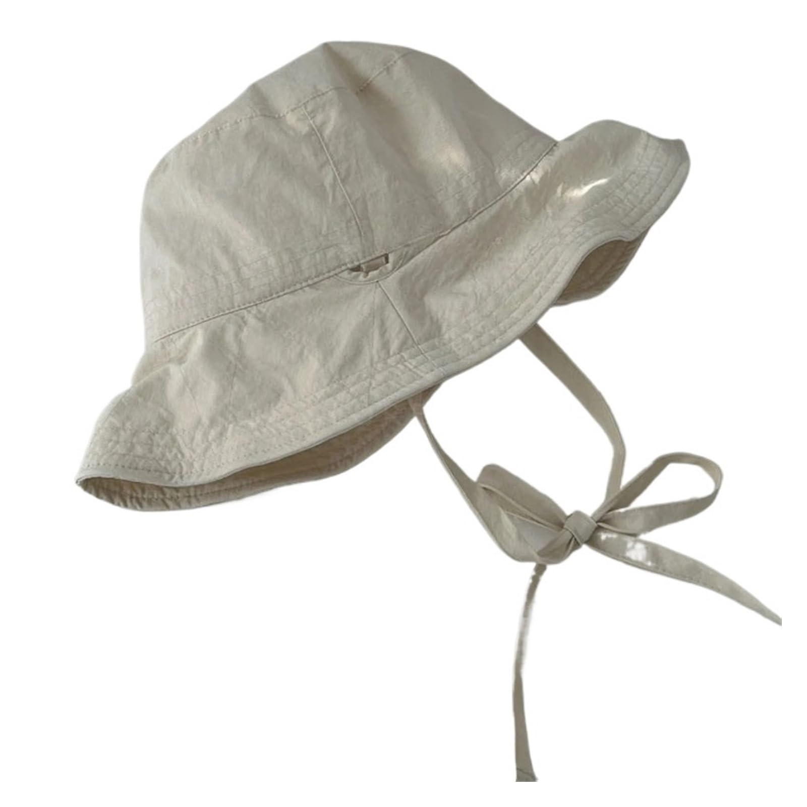 TRRYUIP Bucket Hat Lace-up Fisherman Hat Women Lightweight Windbreak Windproof Rope Sunshade Basin(Beige)
