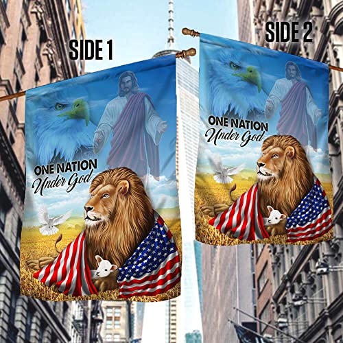 Lion Lamb American One Nation Under God Garden House Flag #TOP3
