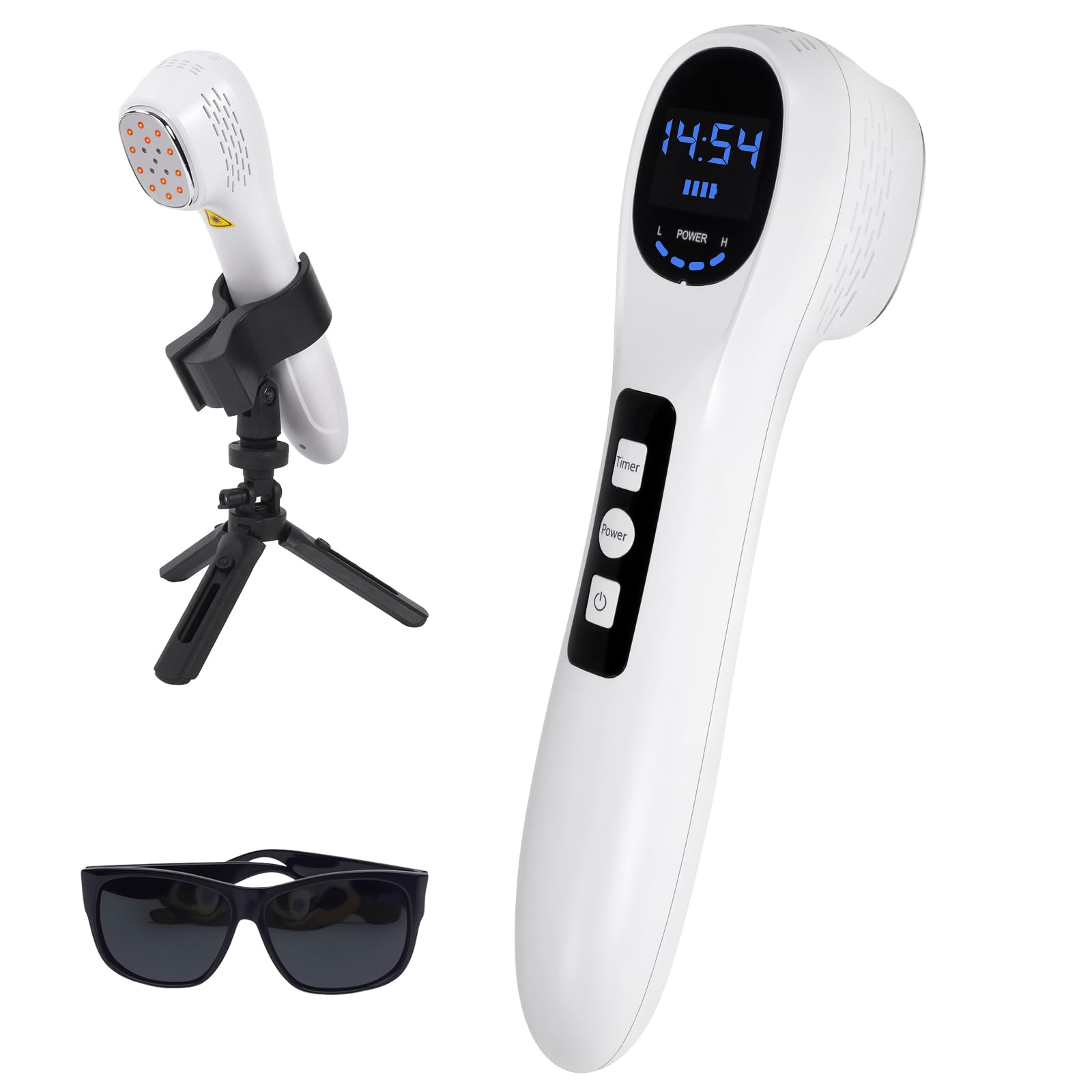 Dispositivo portátil terapia luz roja, Terapia Luz Roja para Rostro Cuerpo, dispositivo de terapia de luz roja infrarroja cercana de 650 nm y 880 nm, con luz roja una pantalla LED y gafas protectoras