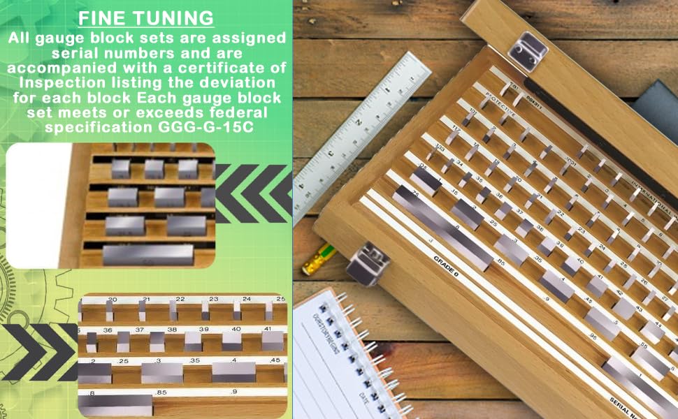 YUZUKI Slip Gauge Set – 83 Pieces (Grade II) with Individual Calibration Certificate – Precision Steel Gage Blocks for Dimensional Calibration & Measurement 2