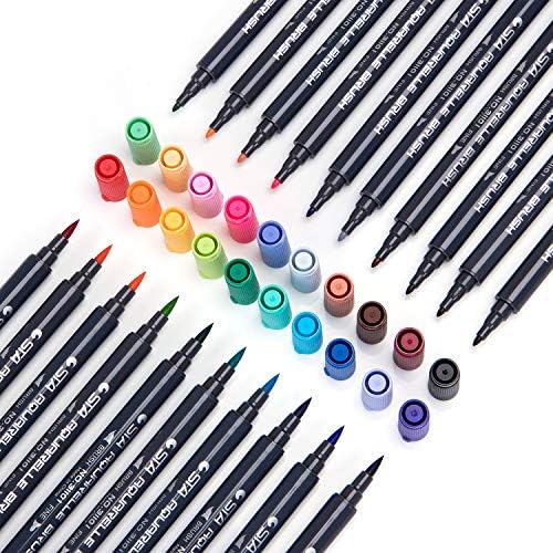 STA Watercolor Brush Pens Art Markers -Unique Watercolors-Fine Liner Brush Dual Tip - Non-Toxic Water Based Ink- for Adults&Kids Coloring Book,Sketching,Drawing,Bullet Journal (24 Color)