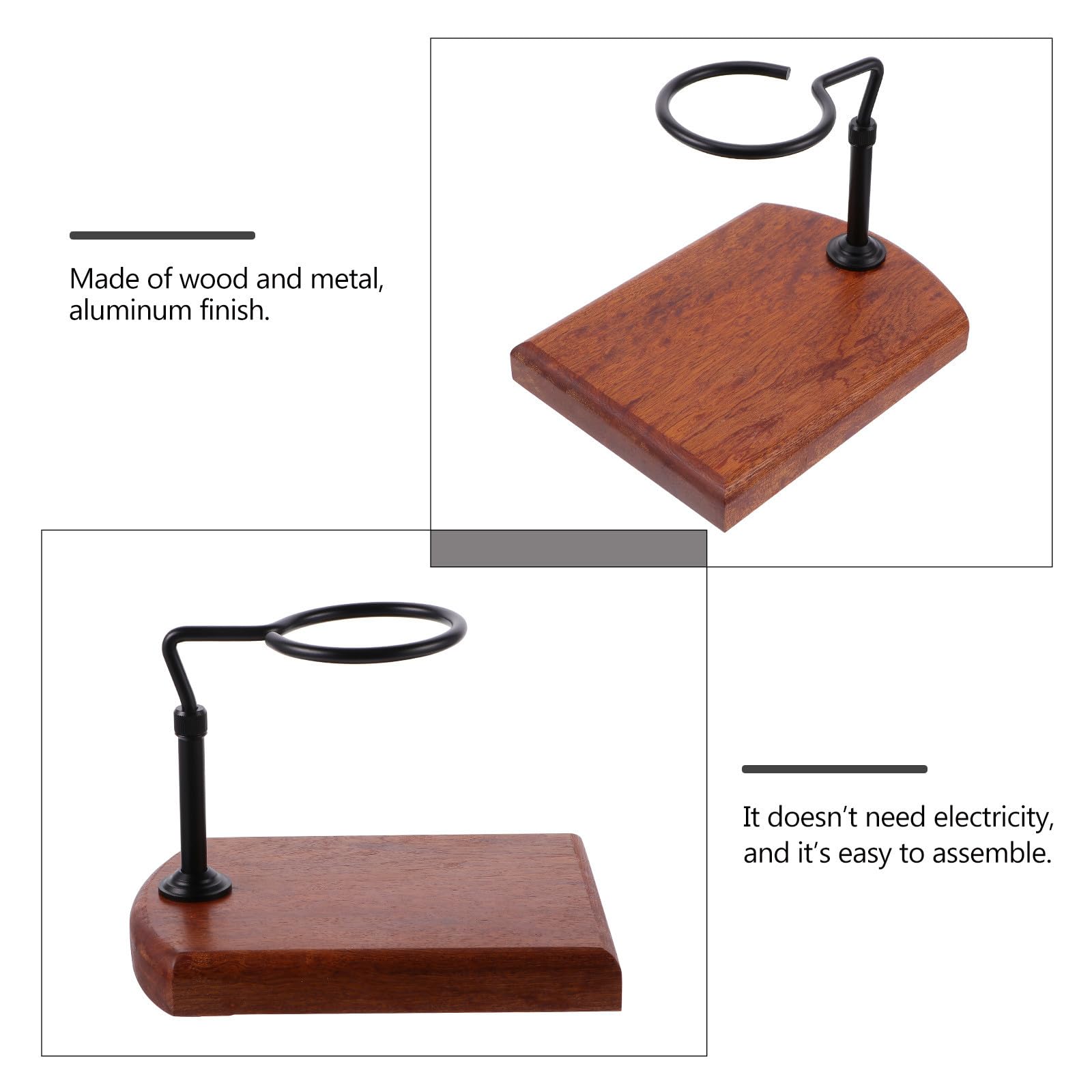 Abaodam Kaffeefilterständer Kaffeefilter Tassenhalter Verstellbar Aluminium und Holz Schwarz zum Handaufbrühen von Kaffee für Einen Glatten Kaffee