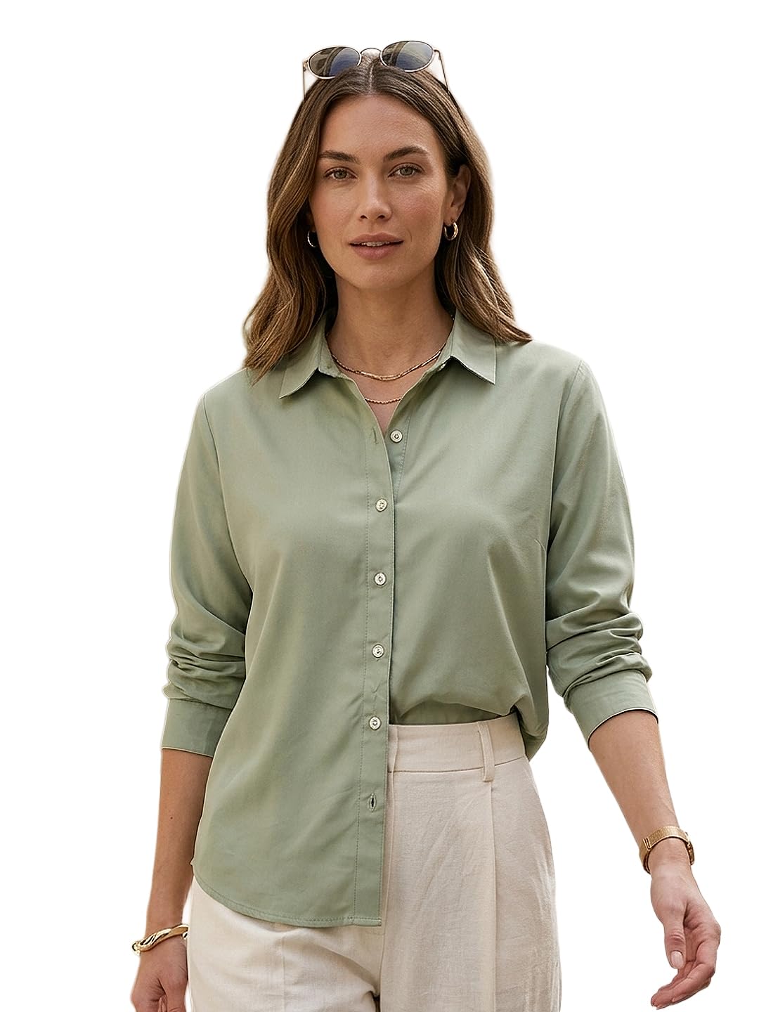 urbano fashion Women's Modal Viscose Full Sleeve Regular Fit Casual Solid Shirt with Regular Collar-picture-22