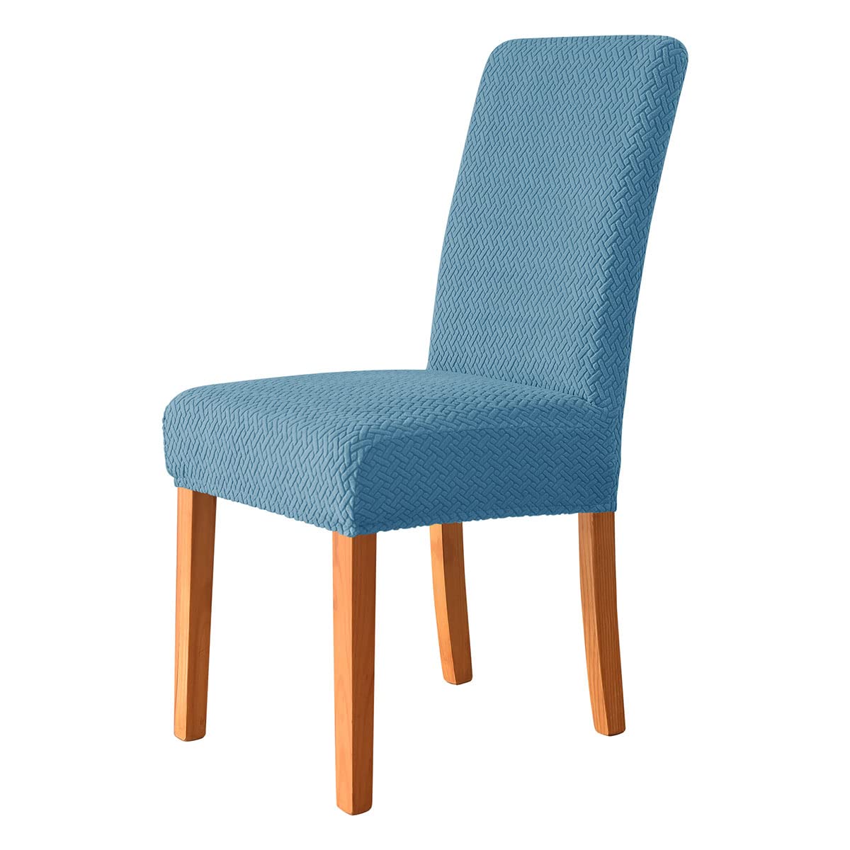 Housse de chaise extensible en jacquard bleu pour salle à manger - lot de 8