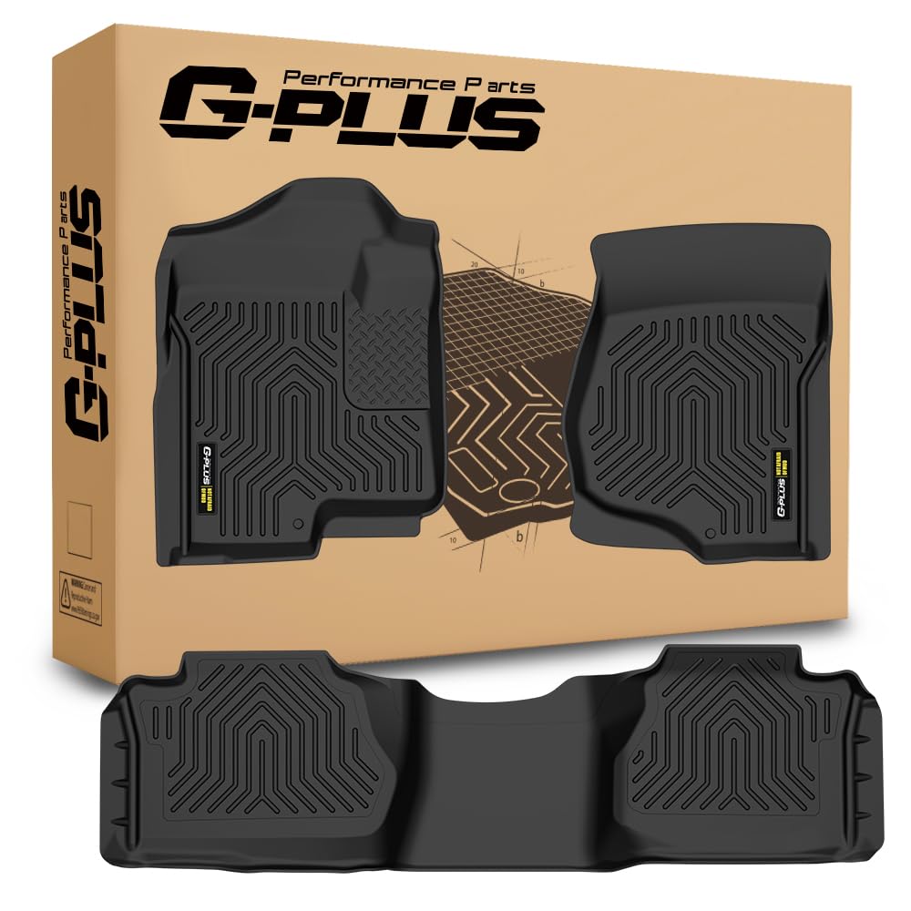 G-PLUS TPE Floor Mats Fit Chevy Silverado GMC Sierra 1500 2500 3500 Extended Cab 2007-2013 1st 2nd Row
