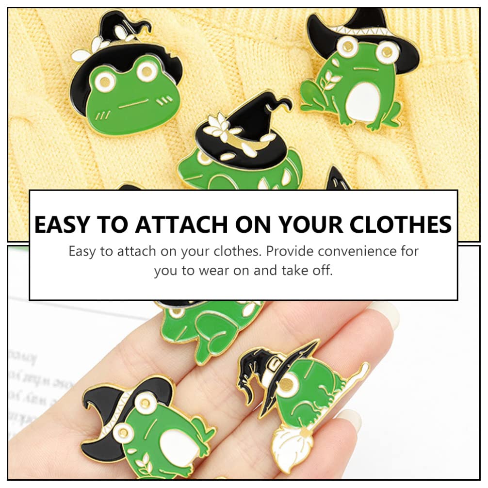 KKXXYQFC 10 ück Frosch-Brosche, einzigartige Anstecknadeln, Retro-Rucksack, Kleidung, Kristalldekor, Vintage für Damen, Damenschmuck, Legierung, Cartoon-Zauberer-Hut, Student