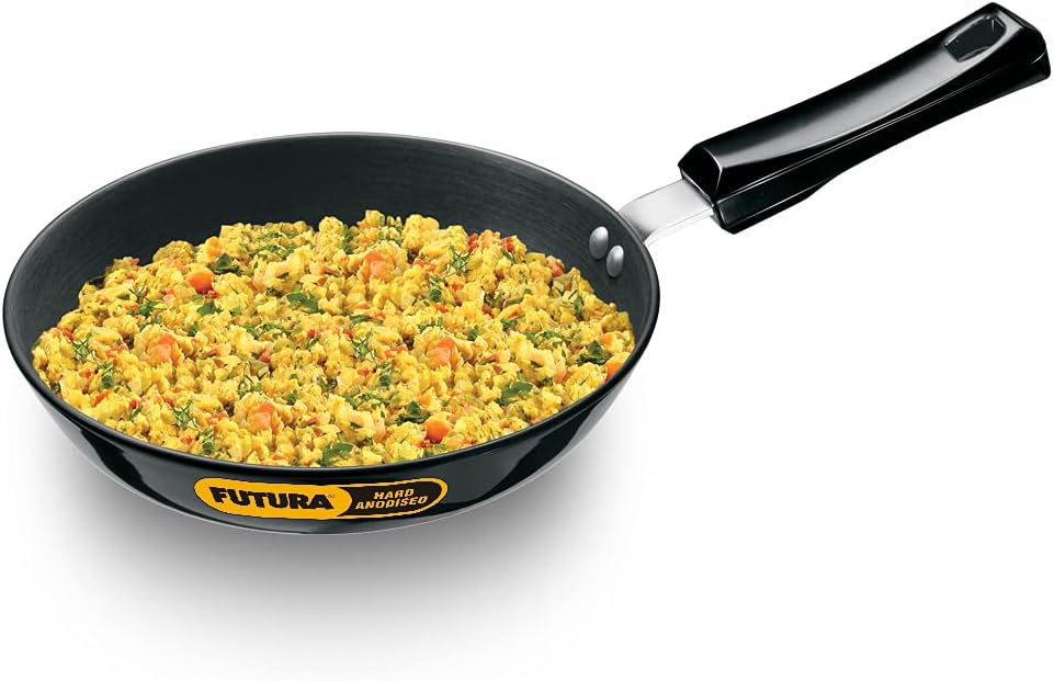 Futura Hard Anodised Induction Compatible Frying Pan, Capacity 1.1 Litre, Diameter 22 cm, Thickness 4.06 mm, Black (IAF22)