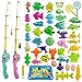 ZWOOS Jouet de Peche Magnétique Jouet 44 Pièces Magnétique Jouet de Peche Flottant a La Ligne Enfant avec 2 Canne a Peche Enfant Education Play Set en Plein Air