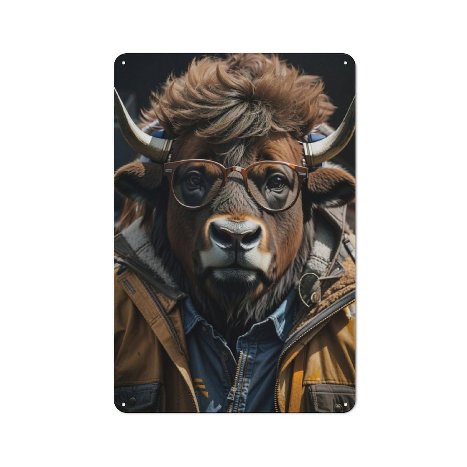 Junmoney Bison Cool Retro Vintage Tin Sign 30X20cm, Retro Room Decor For Lounge, Study, Pub Or Wall Gallery
