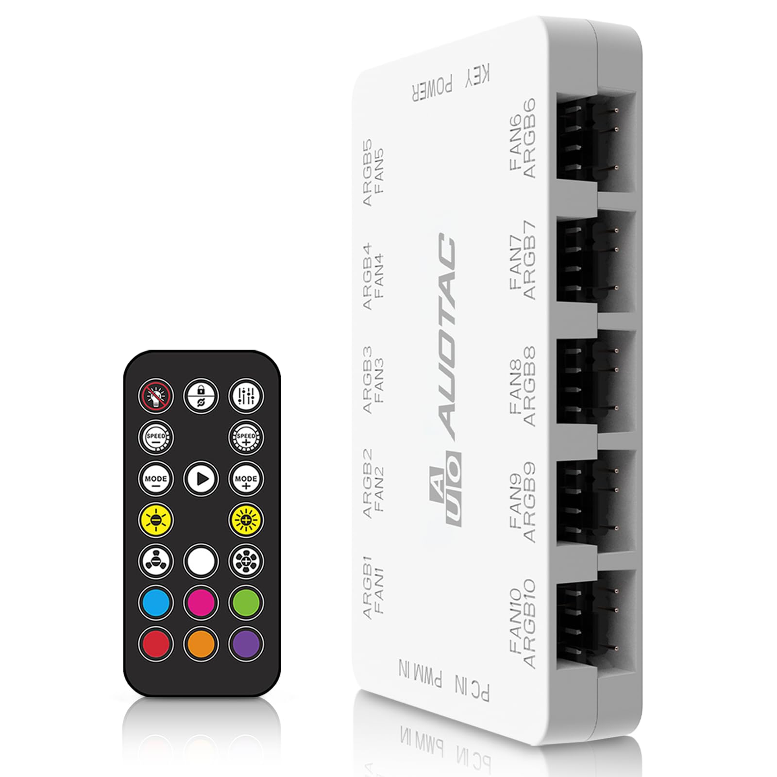 Hub de ventiladores ARGB PWM de 10 puertos para PC con fijación magnética