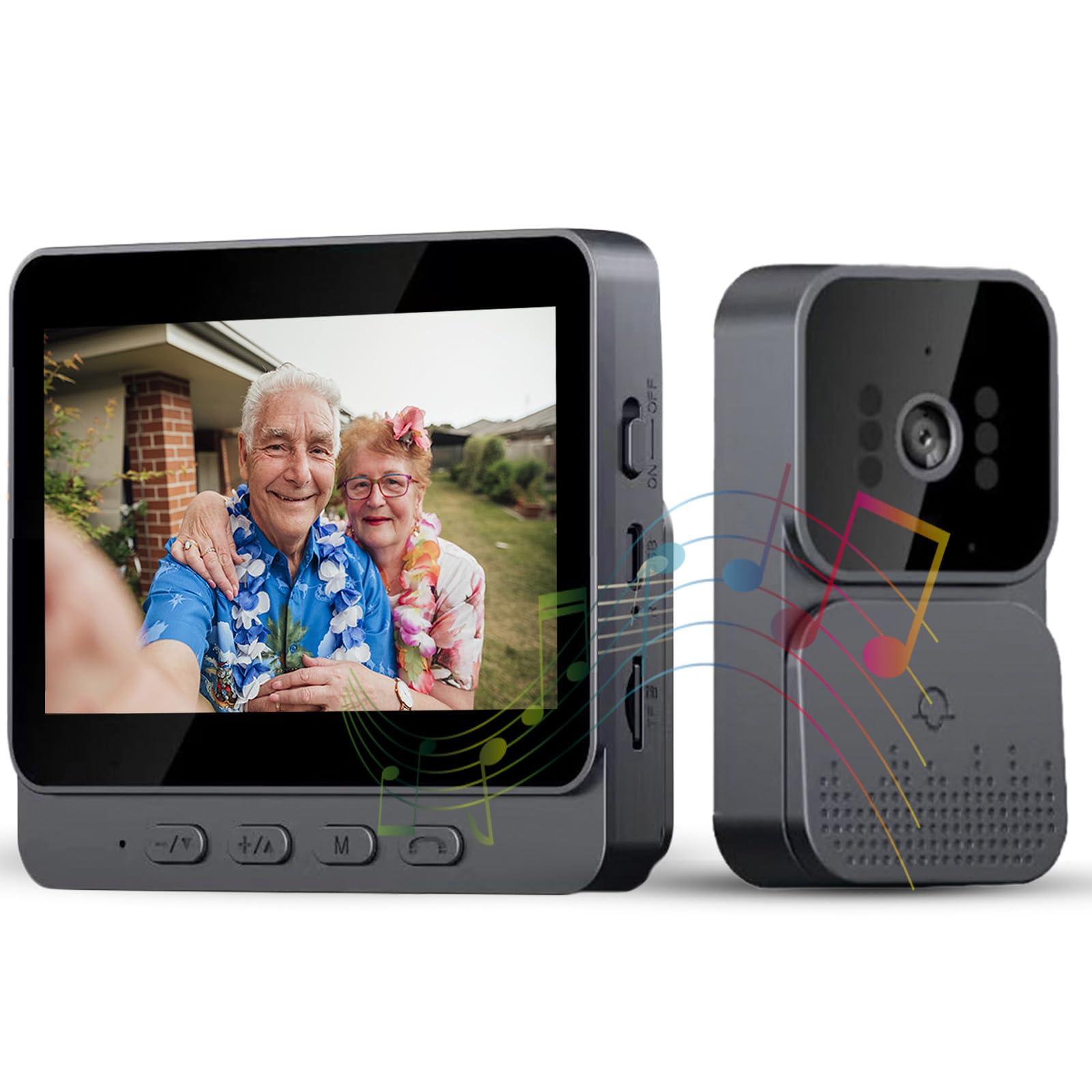 Videoportero Inalámbrico 4.3" IPS Cámara HD Visión Nocturna Infrarroja Audio Bidireccional