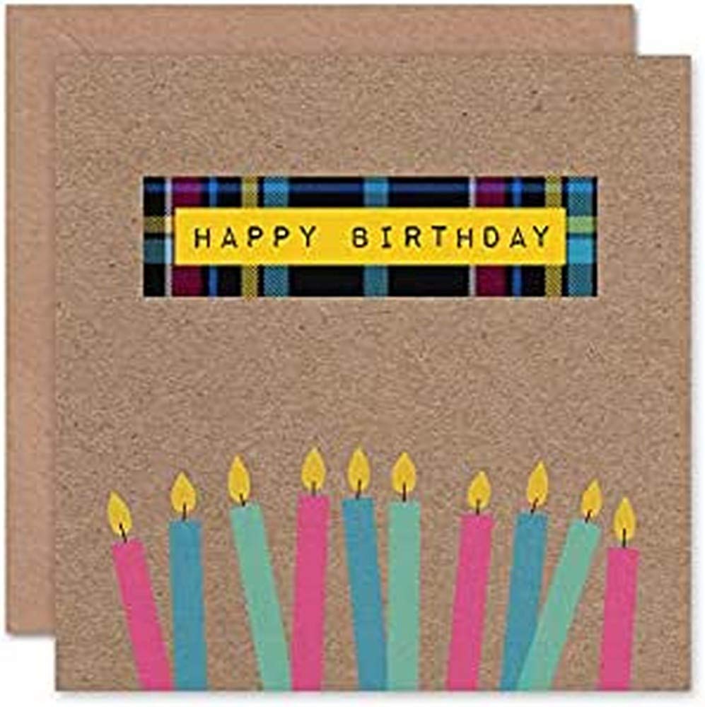 Wee Blue Coo Who Cares Scotland Birthday Tartan With Candles Greeting Card With Envelope Inside Premium Quality