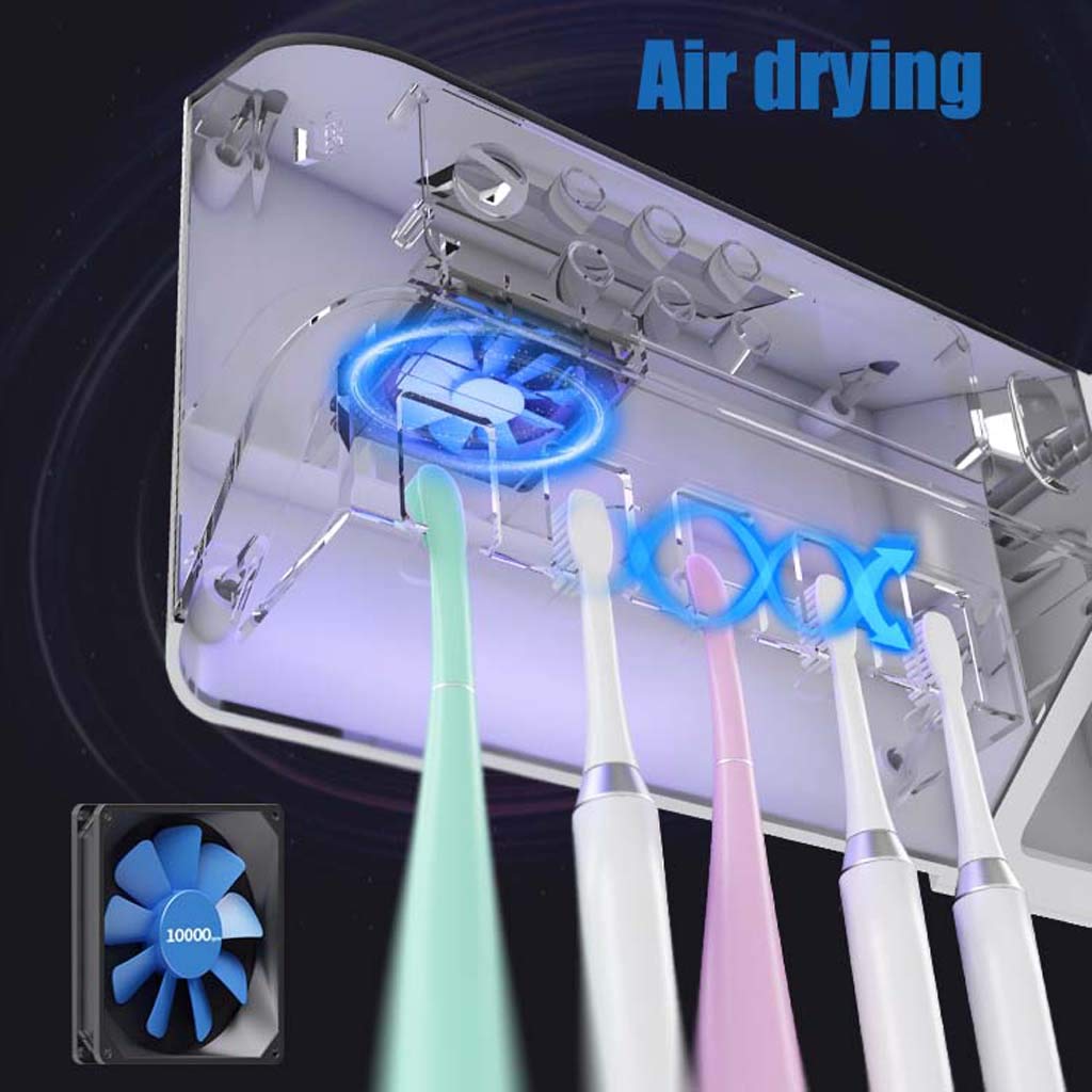 TJH Esterilizador de Cepillo de Dientes UV Inteligente, Esterilizar y secar bastidores de cepillos de Dientes para baño, Set de Vasos de Dientes eléctricos de Pared -Cuidar la Salud bucal