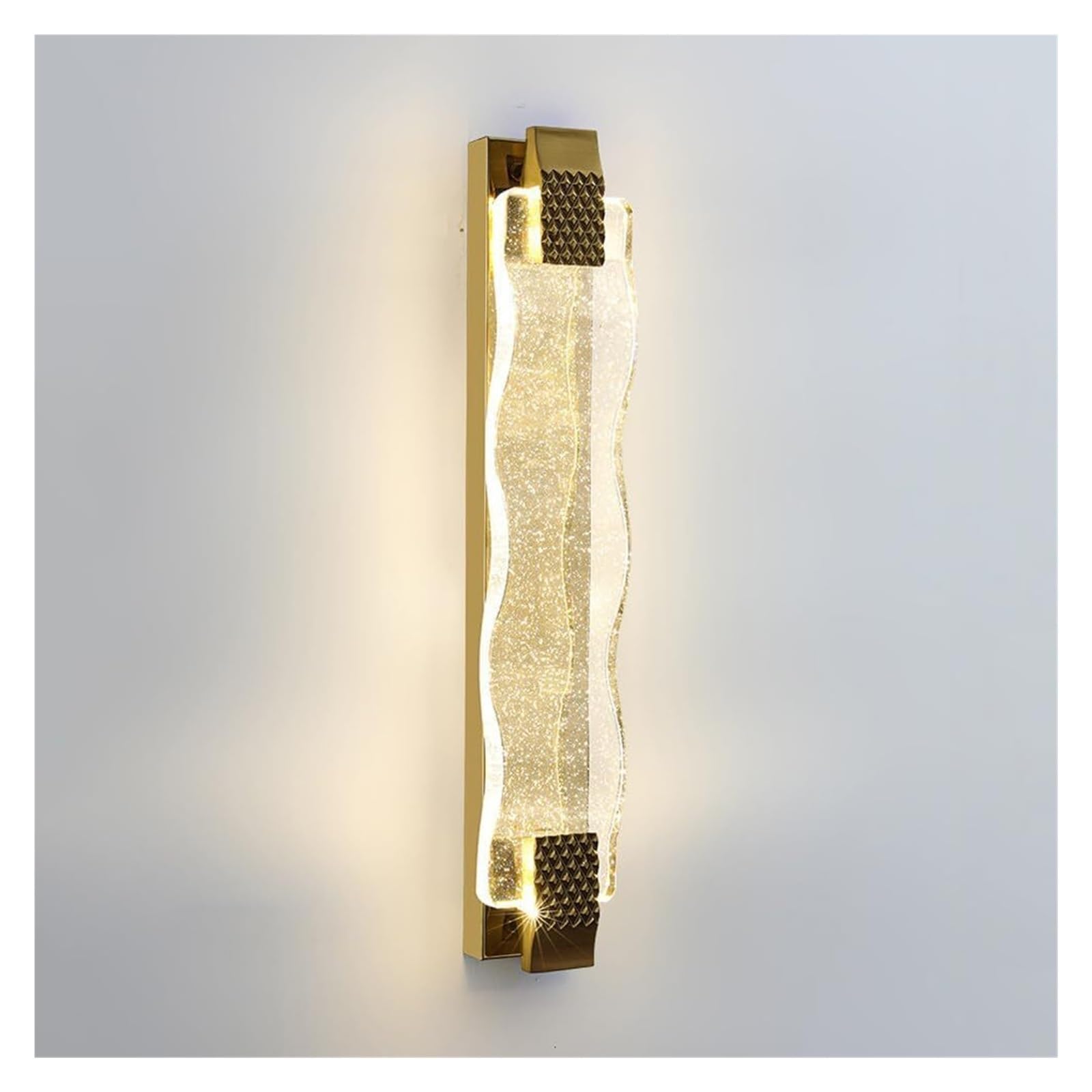 HPTHLY Contemporary Crystal Strip Wall Lights Led Dimmable Wall Sconces Home Bedroom Bedside Wall Lamps Living Room Hallway Decoration Wall Lighting Fixture,Luxury (Gold-60Cm)