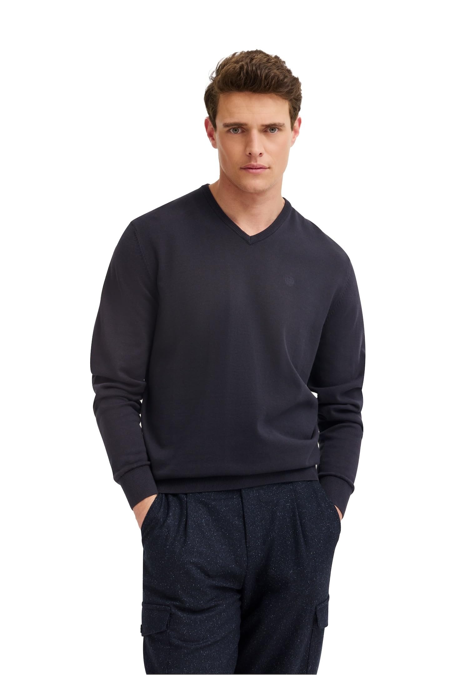 bugatti Men's V-Neck Jumper, Marine-390, XL