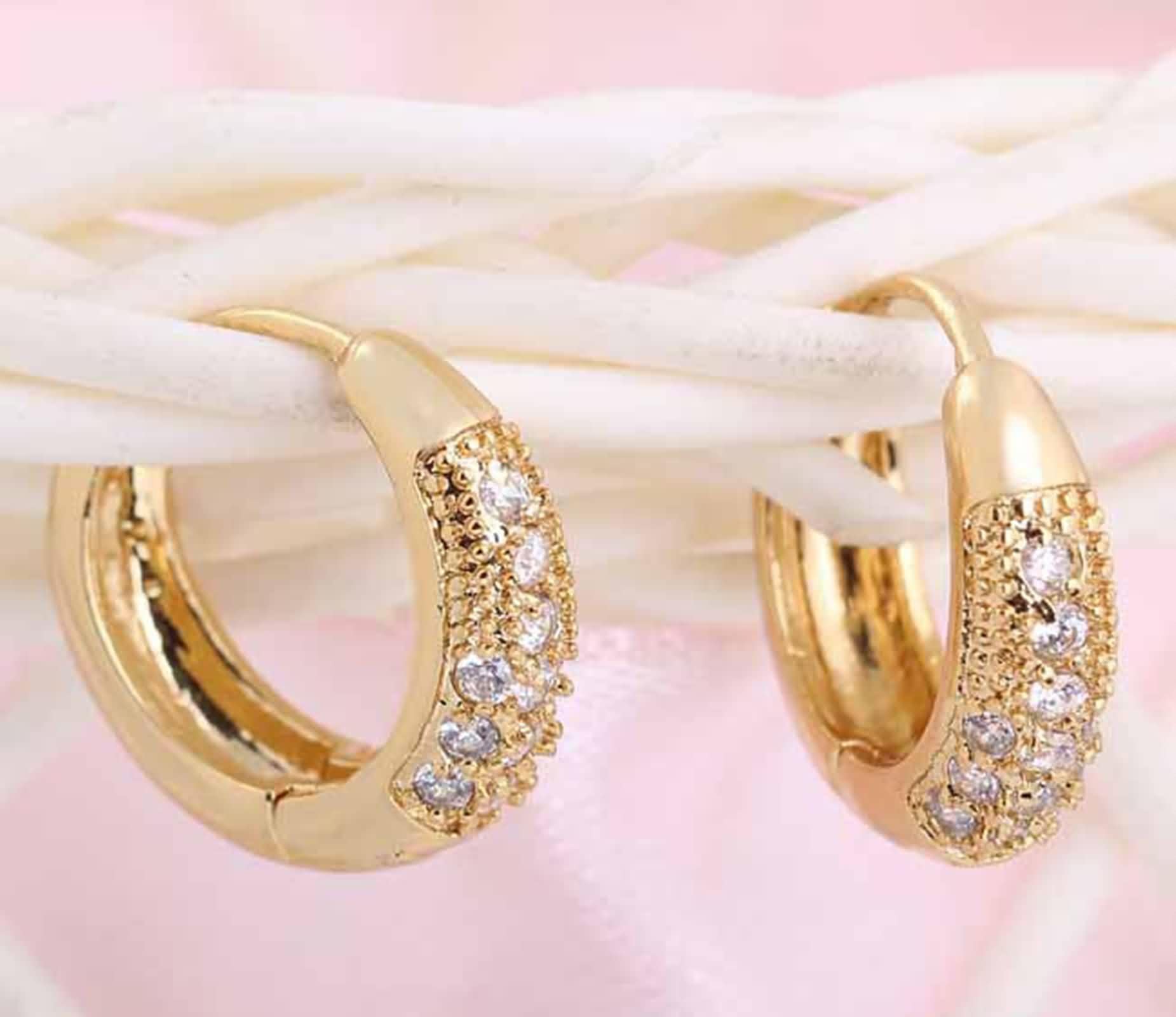 Pendientes de oro de 14 quilates 585 para mujer, joyas auténticas, pendientes de aro de moissanita, pendientes de aro de oro amarillo de 14 quilates, pequeños y auténticos
