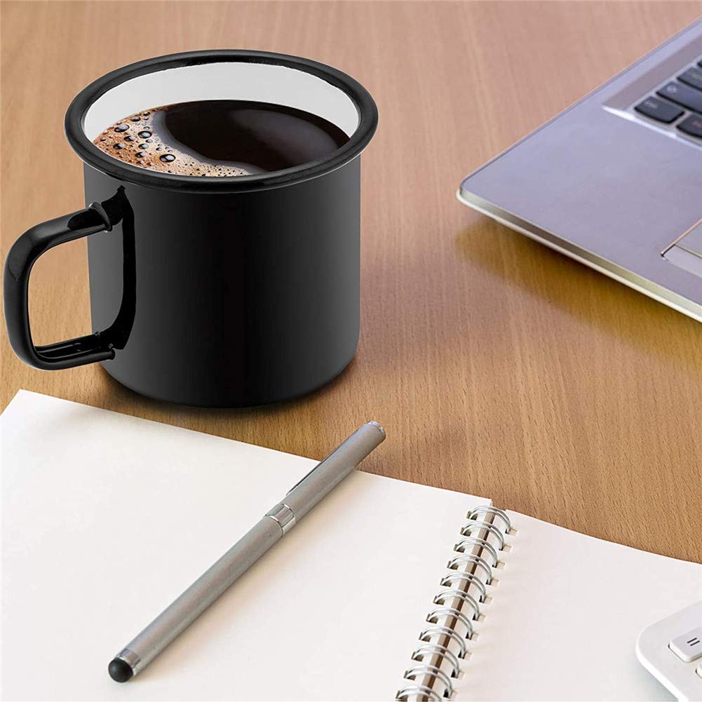 Emaille-Kaffeetasse, Teetasse, Emaille, Kaffeetasse, Ounce Emaille, für Kaffee, Tee, Camping, Camping, Kaffeetasse (4er-Set, schwarz)
