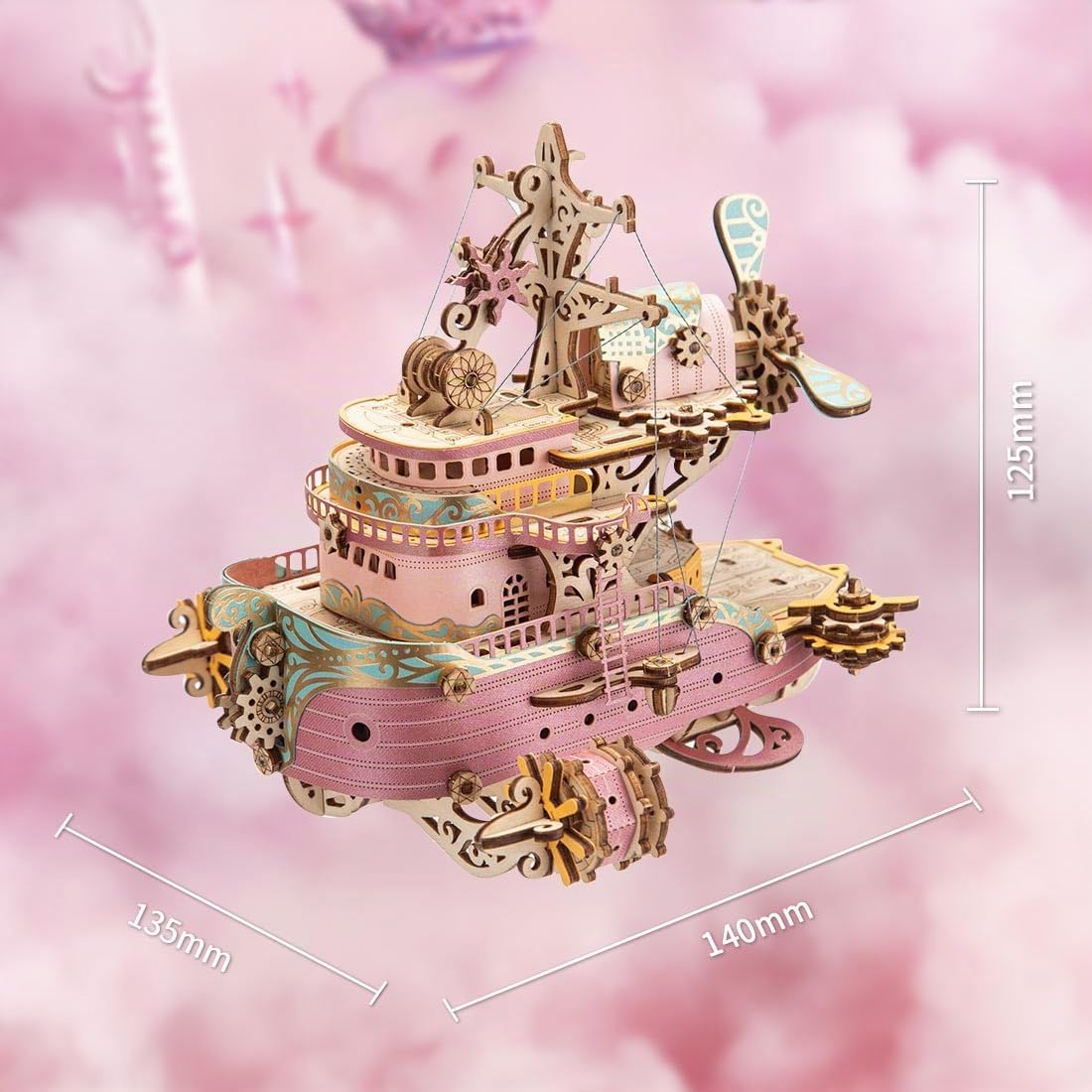 3D Puzzle Holz Flugschiff, DIY Steampunk Flugschiff Holzmodelle Bausätze, 3D Modellbau Holzbausatz Handwerk Holzbausatz Geschenk für Erwachsene