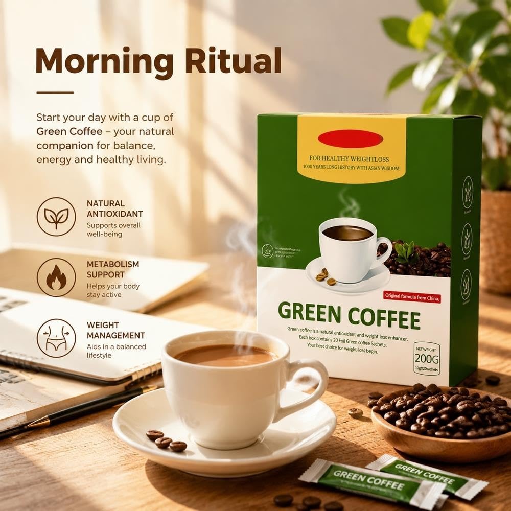 Miscela probiotica for la salute dell'intestino con caffè verde | Polvere di caffè benessere a basso jitter for supporto digestivo vegano(3pcs)