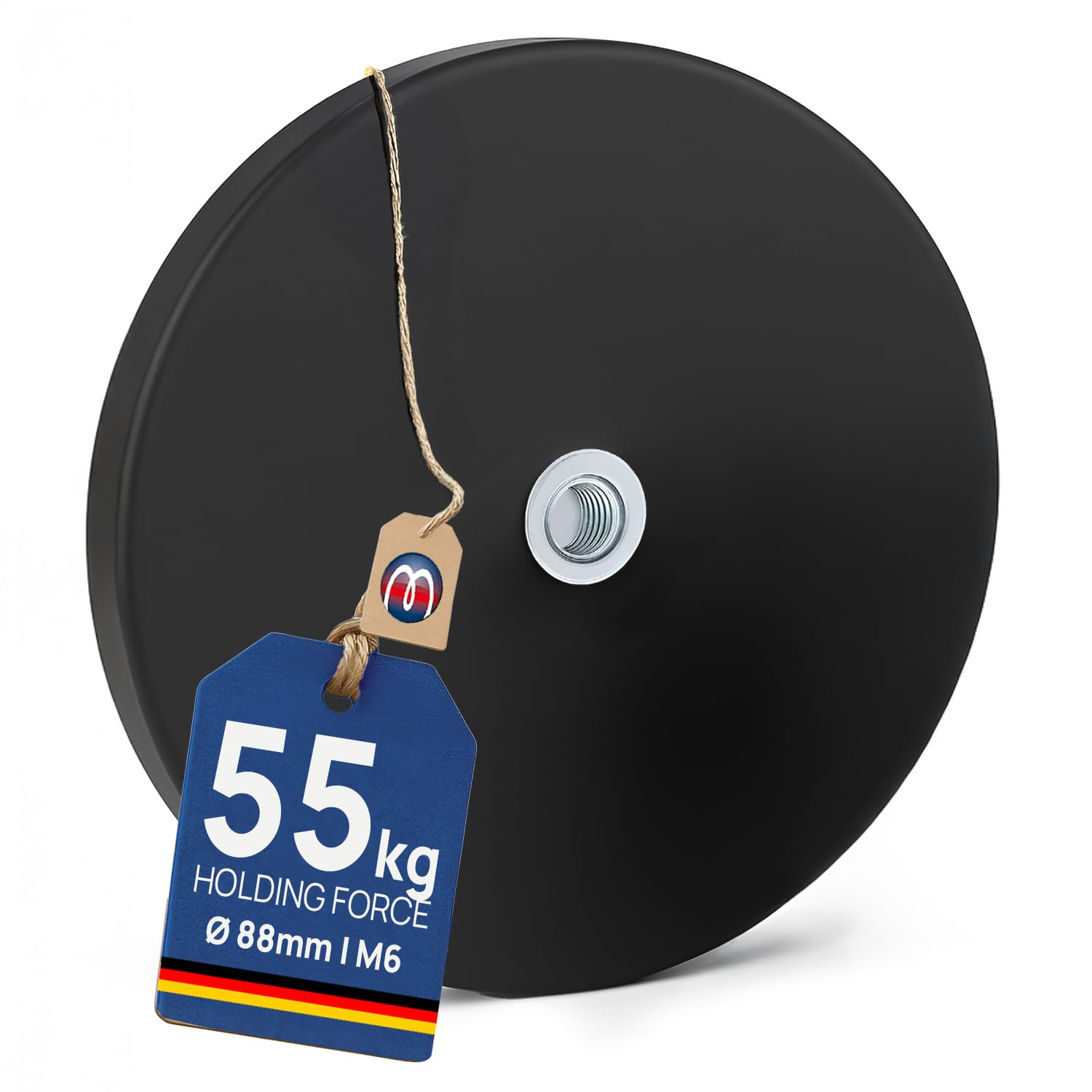 Rubber Coated Neodymium Magnet Ø 22 mm - Ø 88 mm Internal Thread, Rubber Jacket, Size:Ø 88mm | M6 | Force 55kg