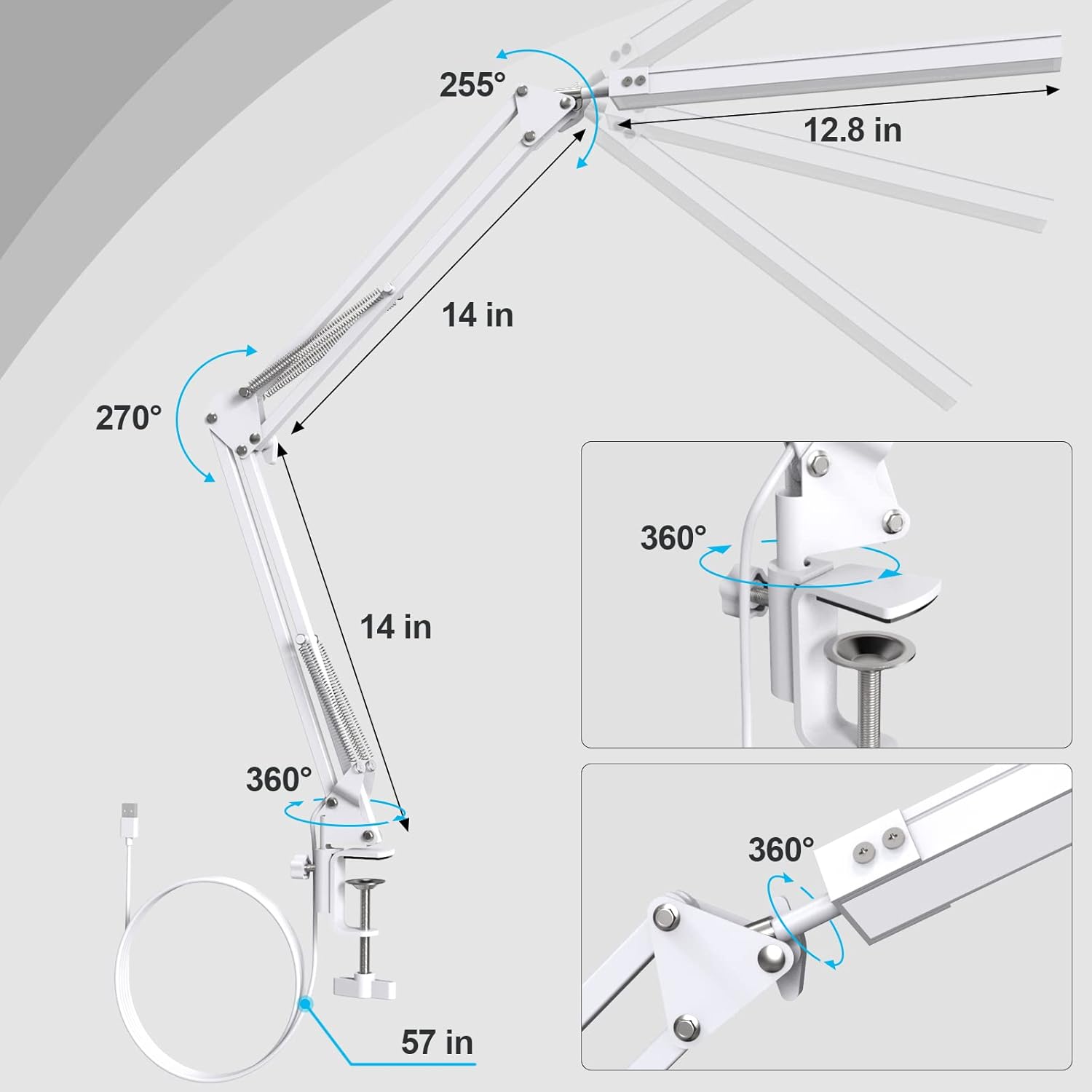 Lampă SKYLEO moduri de instalare cu clemă și bază