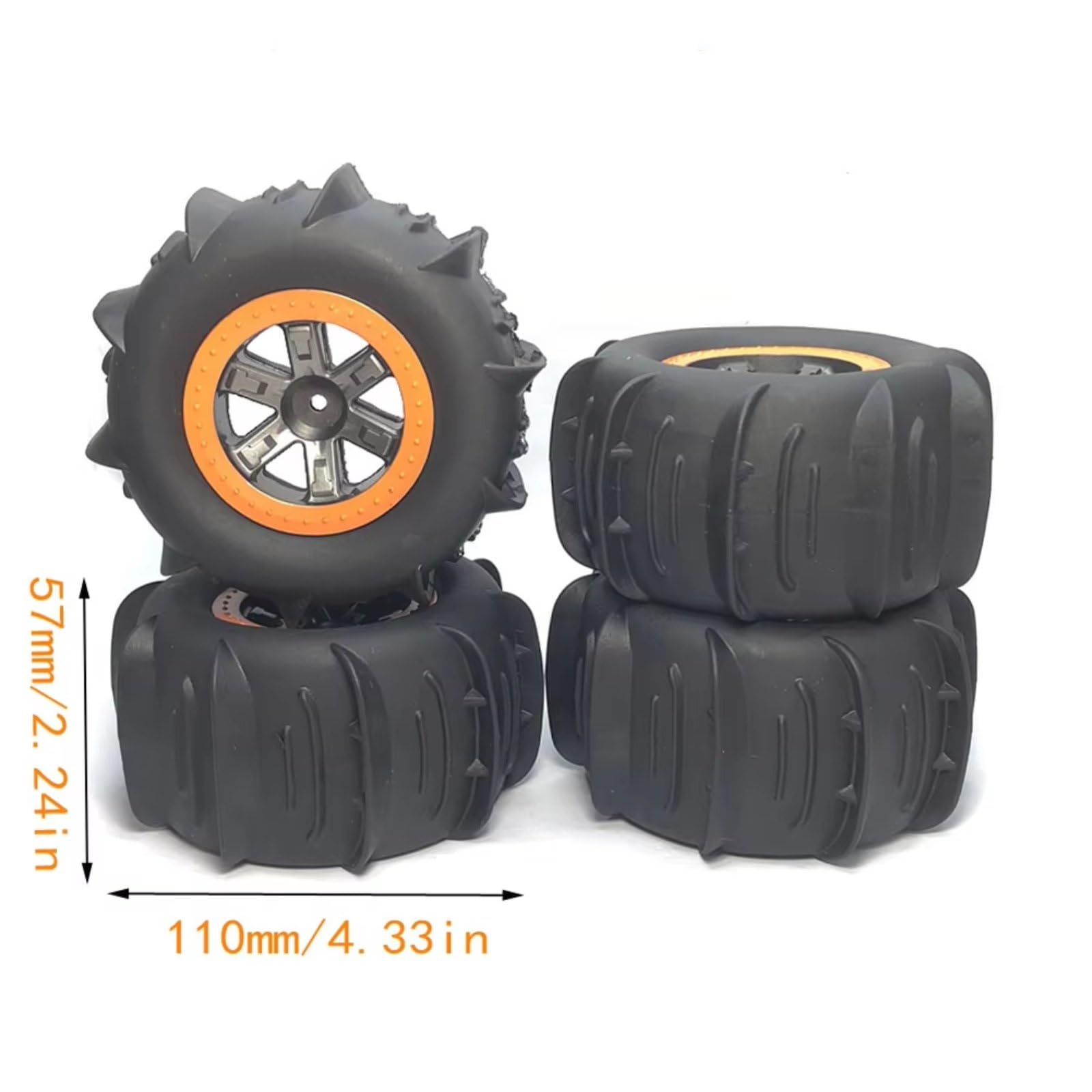 Neumáticos Coche RC Compatible con 9125 9155 9156 S920 S921 104009 para Arena Agua Nieve 1/10 Piezas De Coche RC 4 Neumáticos De Goma Blanda con Diseño De Paletas Y Llantas Hexagonales