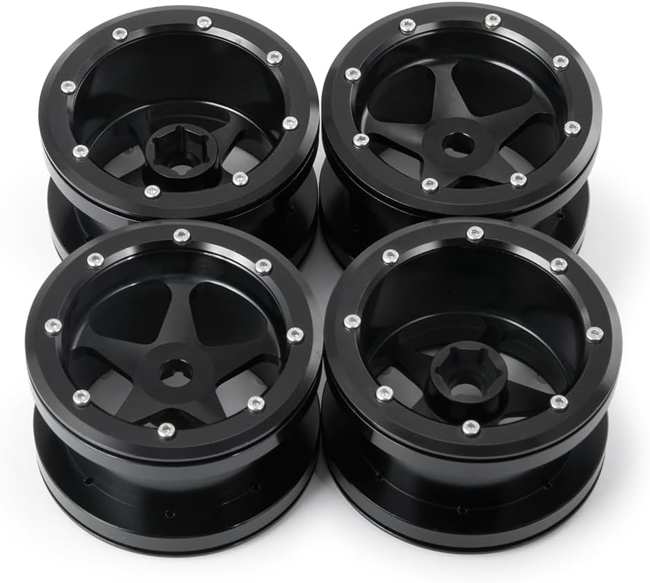 MOHERO 2.2” Alloy Beadlock Wheels Rims 40mm for 1/10 Axial Wraith 90018 90048 90053 RBX10 Gen7 Gen8 TRX6 SCX10-III RC Rock Crawler Upgrade Parts (Black)