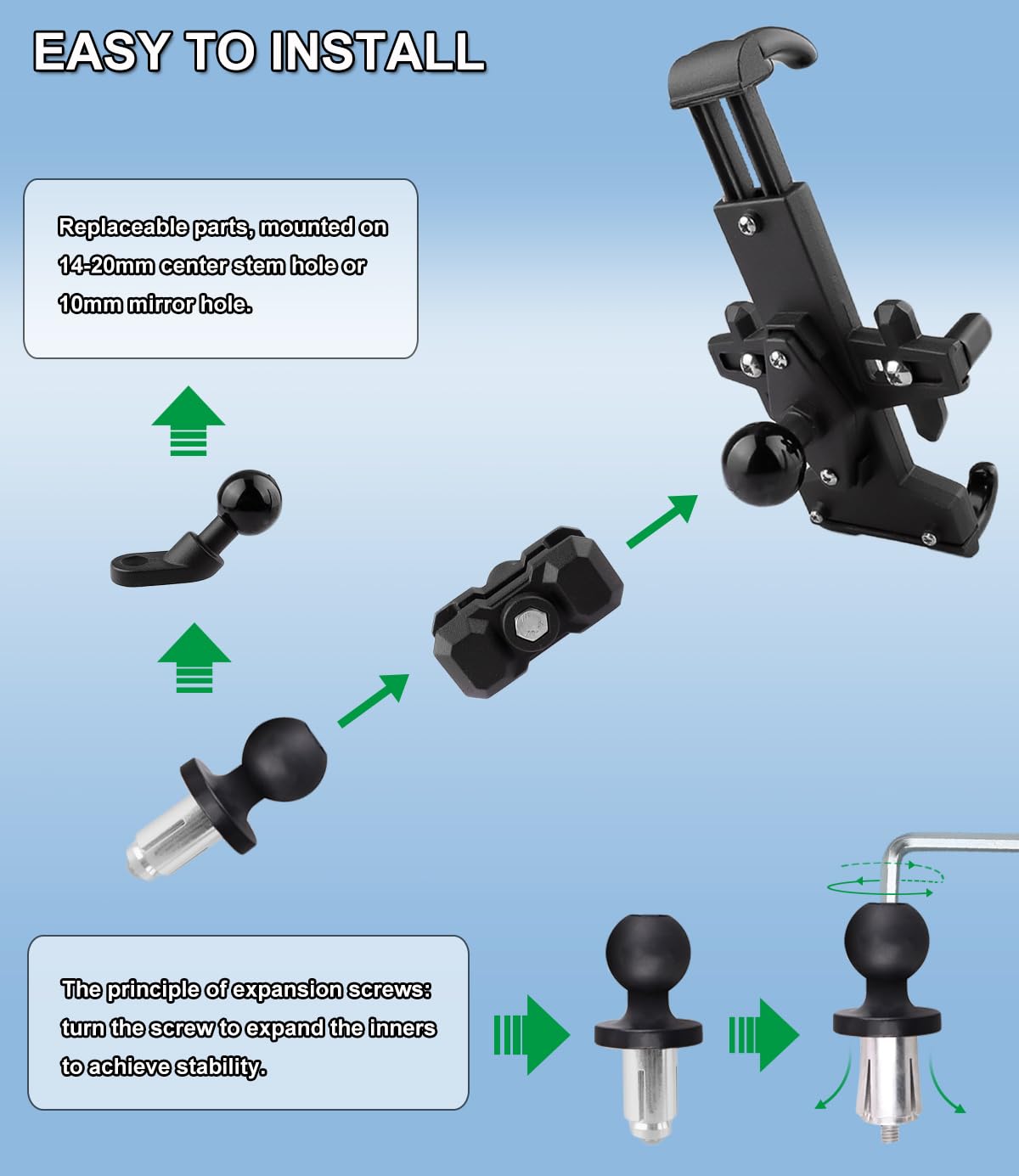 Soporte de teléfono para motocicleta, soporte de teléfono con soporte de navegación GPS compatible con GSX-R 600 750 1000 YZF R1 R6 CBR250R 300R Ninja 250 400 650 S1000RR