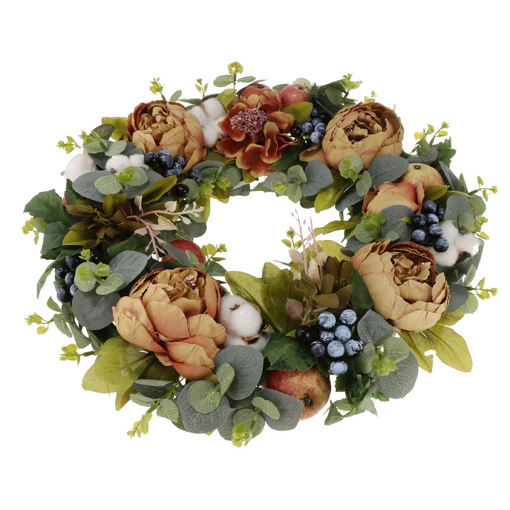 perfeclan Handgemachte Türkranz Wandkranz Blumenkranz Rattankranz Dekokranz für Landhaus und Landhochzeit