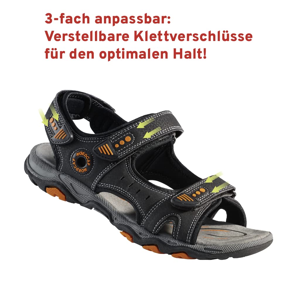 NORDCAP Trekkingsandale, luftige Wandersandale für Damen und Herren, Outdoor-Sandalen mit Klettverschluss & Profilsohle in Mehreren Farben, Gr. 37-46
