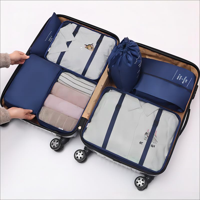 Set De 8 Organizadores De Maleta – Cubos De Viaje, Bolsa Zapatos Y Neceser – Sistema Completo Para Viajar Sin Estrés