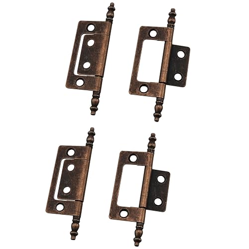 ZCZQC 4 Pcs/Pack Antique Brass Non-Mortise Hinges Finials Cabinet, Cupboard