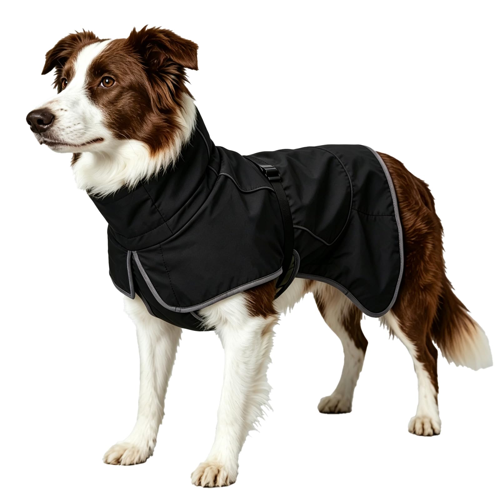 Waterproof Dog Raincoat, Windproof Rain Jacket with Leash Hole & Velvet Lining for Outdoor Windy Weather, Breathable Full-Body Coverage Dry Suit Coat (Black, XL)