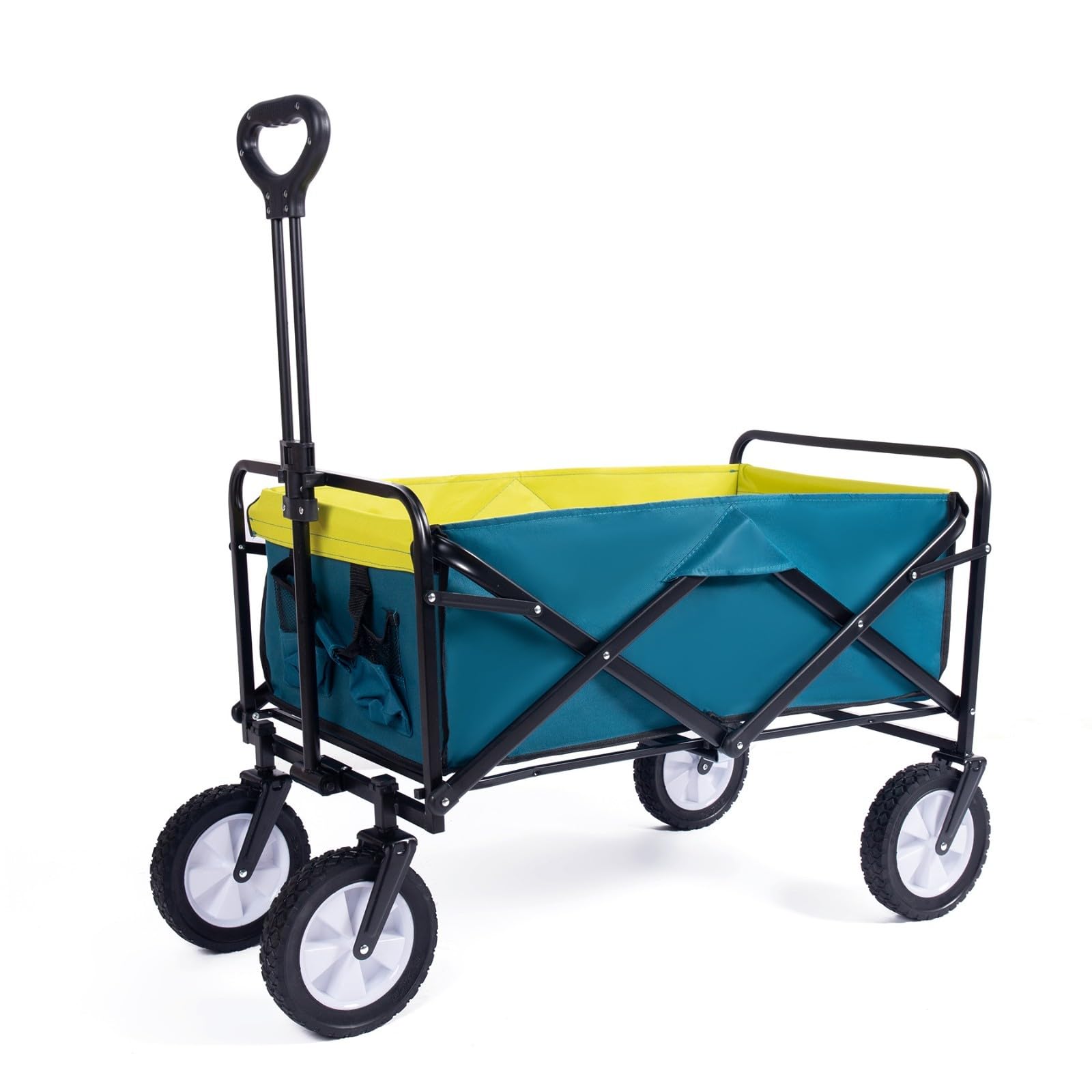 Folding Wagon, Collapsible Folding Wagon Cart With Adjustable Handle 150kg Multicolor(A)