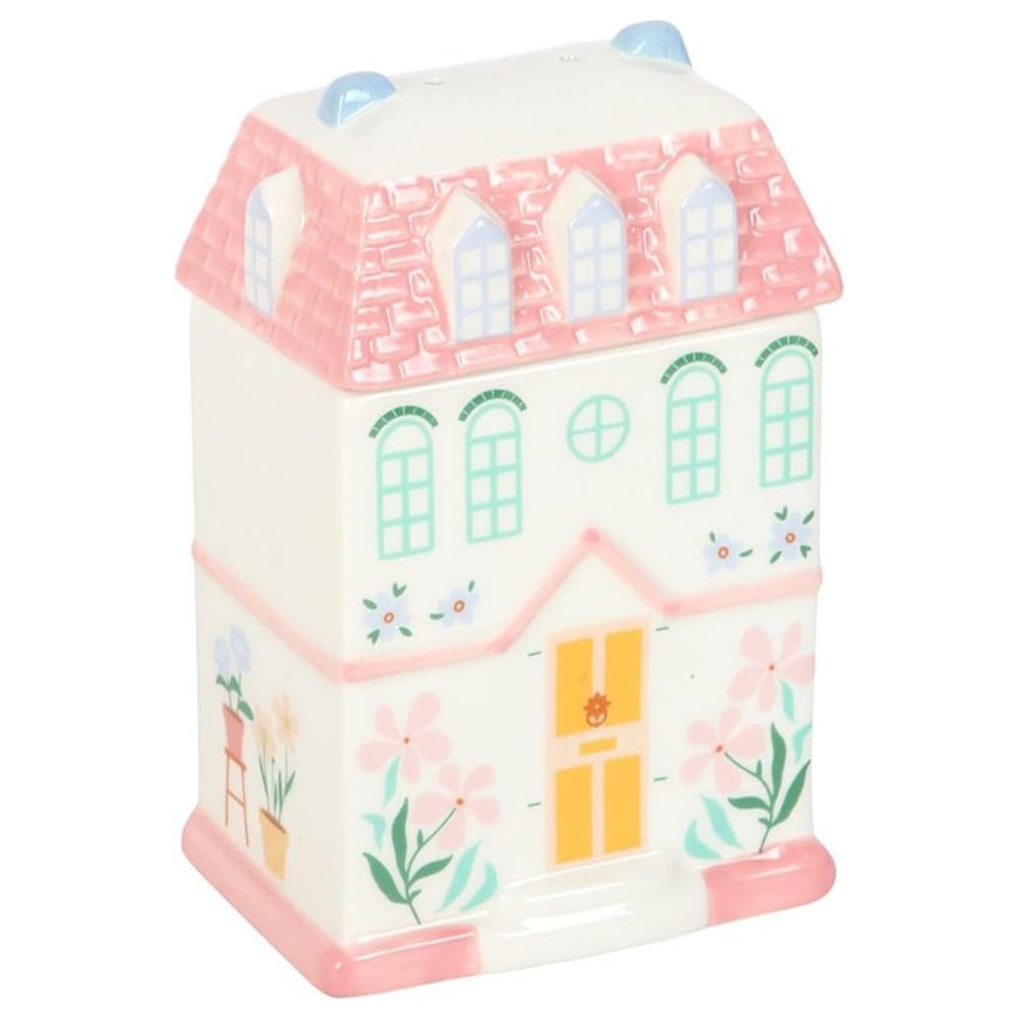 Pastel House Oil Burner & Wax Warmer – Townhouse Design – Fragrance Burner & Decorative Home Ornament – Pink Ceramic